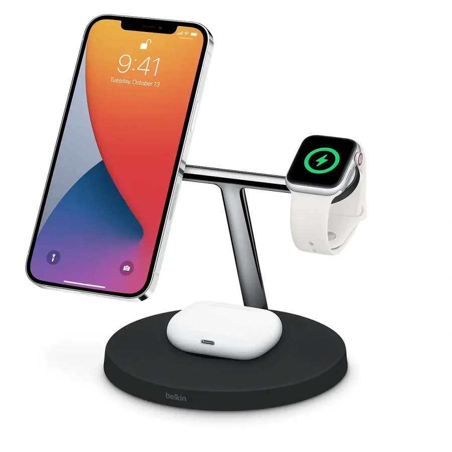 Бездротовий зарядний пристрій Belkin BoostCharge Pro 3-in-1 Wireless Charger with MagSafe - Black (HPG02, WIZ009ttBK-APL)