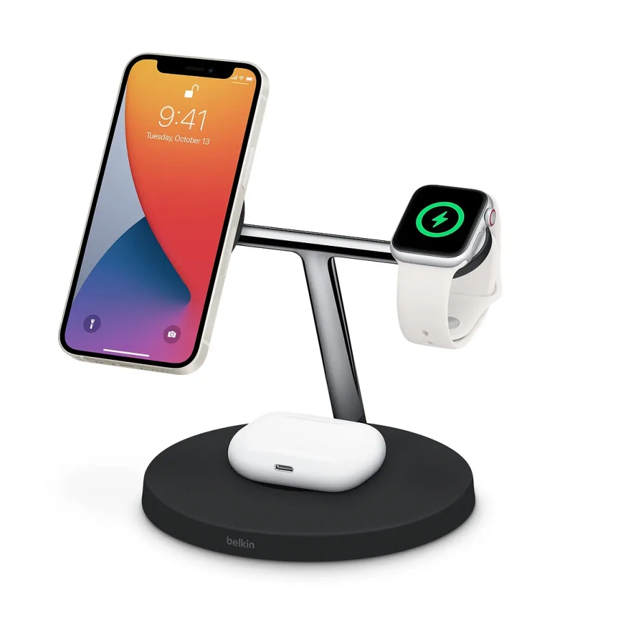 Бездротовий зарядний пристрій Belkin BoostCharge Pro 3-in-1 Wireless Charger with MagSafe - Black (HPG02, WIZ009ttBK-APL)