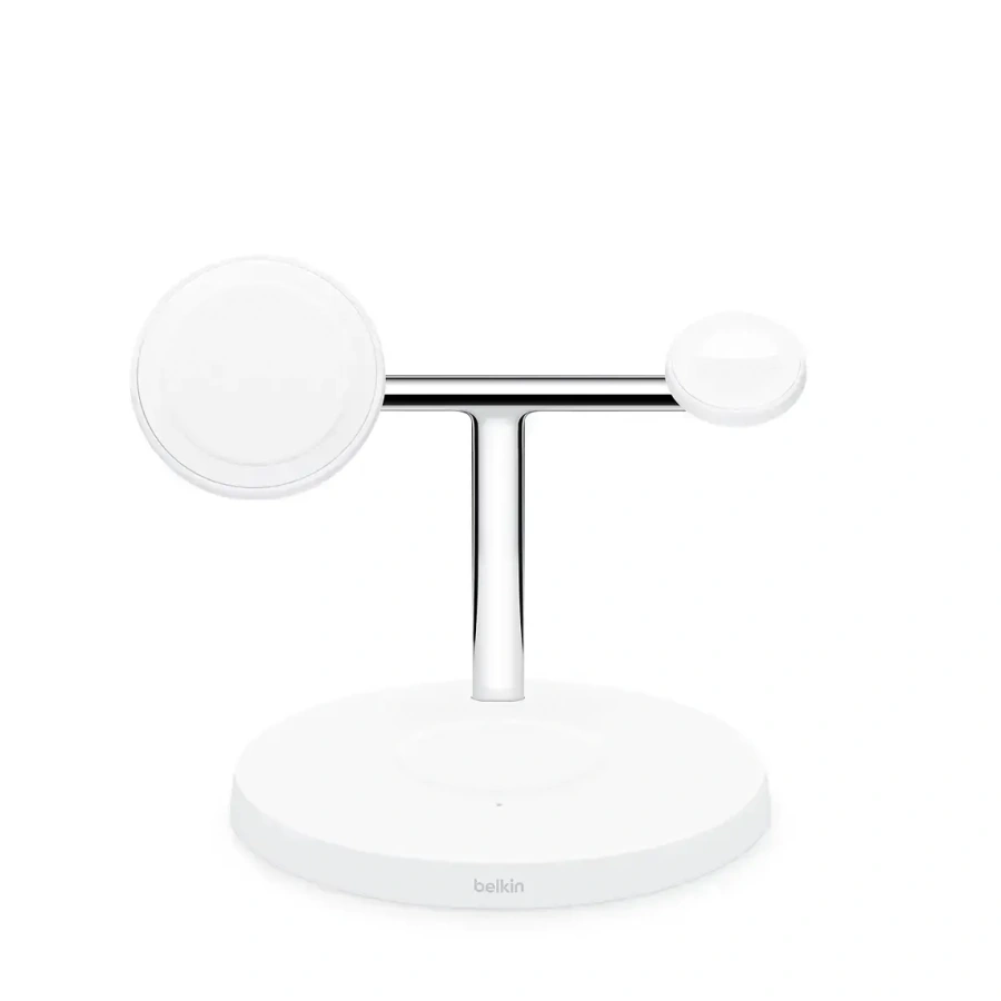Бездротовий зарядний пристрій Belkin BoostCharge Pro 3-in-1 Wireless Charger with MagSafe - White (HPGA2, WIZ009ttWH-APL)