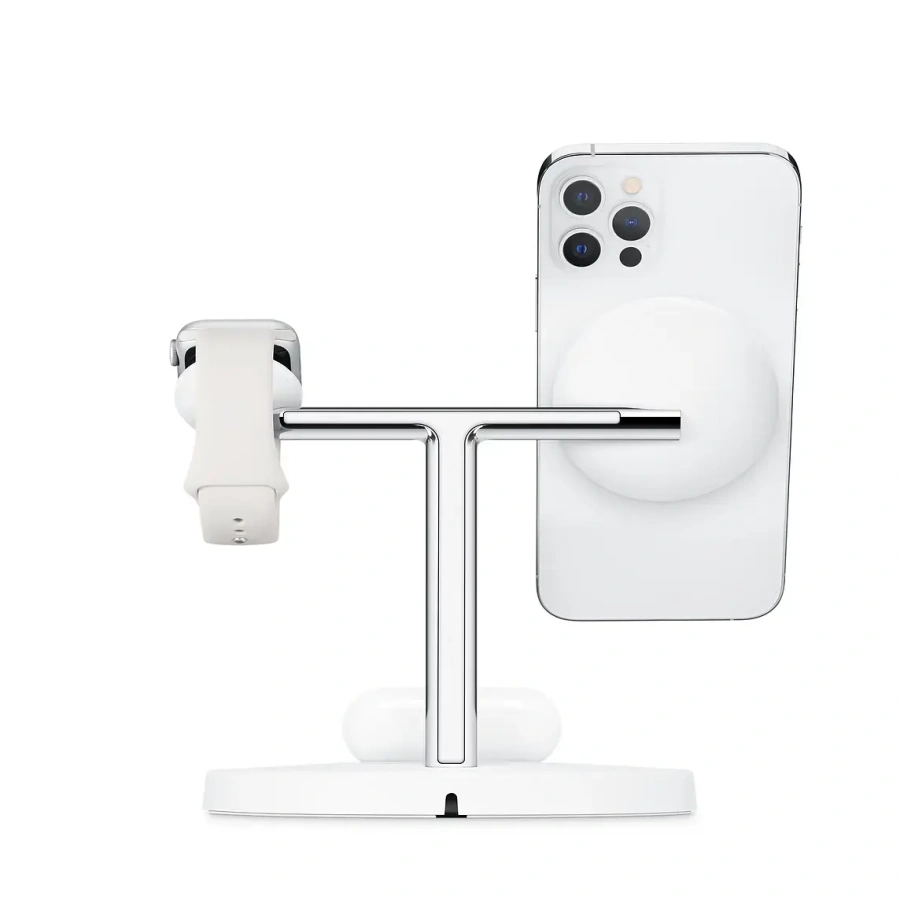 Бездротовий зарядний пристрій Belkin BoostCharge Pro 3-in-1 Wireless Charger with MagSafe - White (HPGA2, WIZ009ttWH-APL)