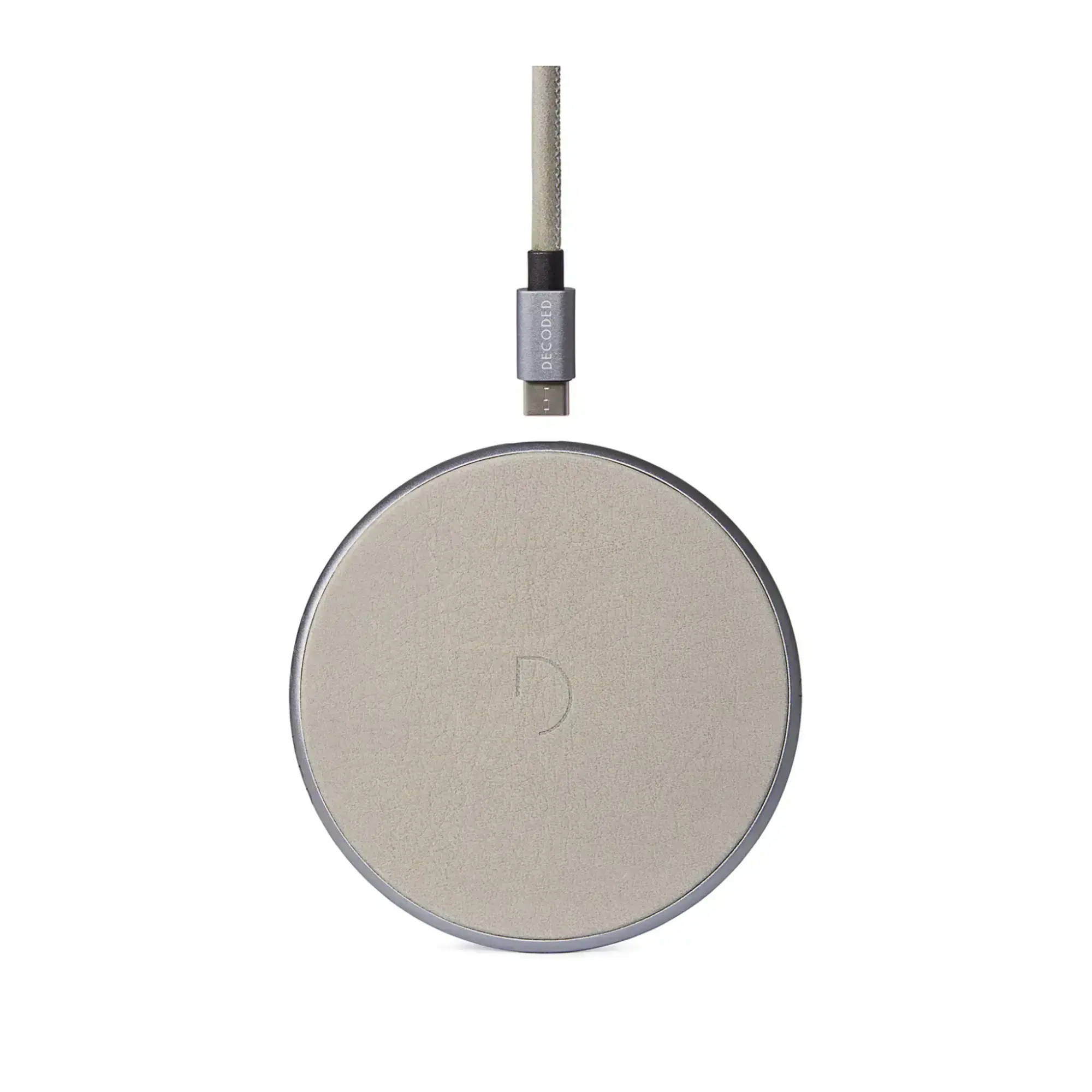 Беспроводное зарядное устройство DECODED Wireless Fast Charger Leather Pad 10W (7.5W) Silver Metal/Grey (D9WC2SRGY)