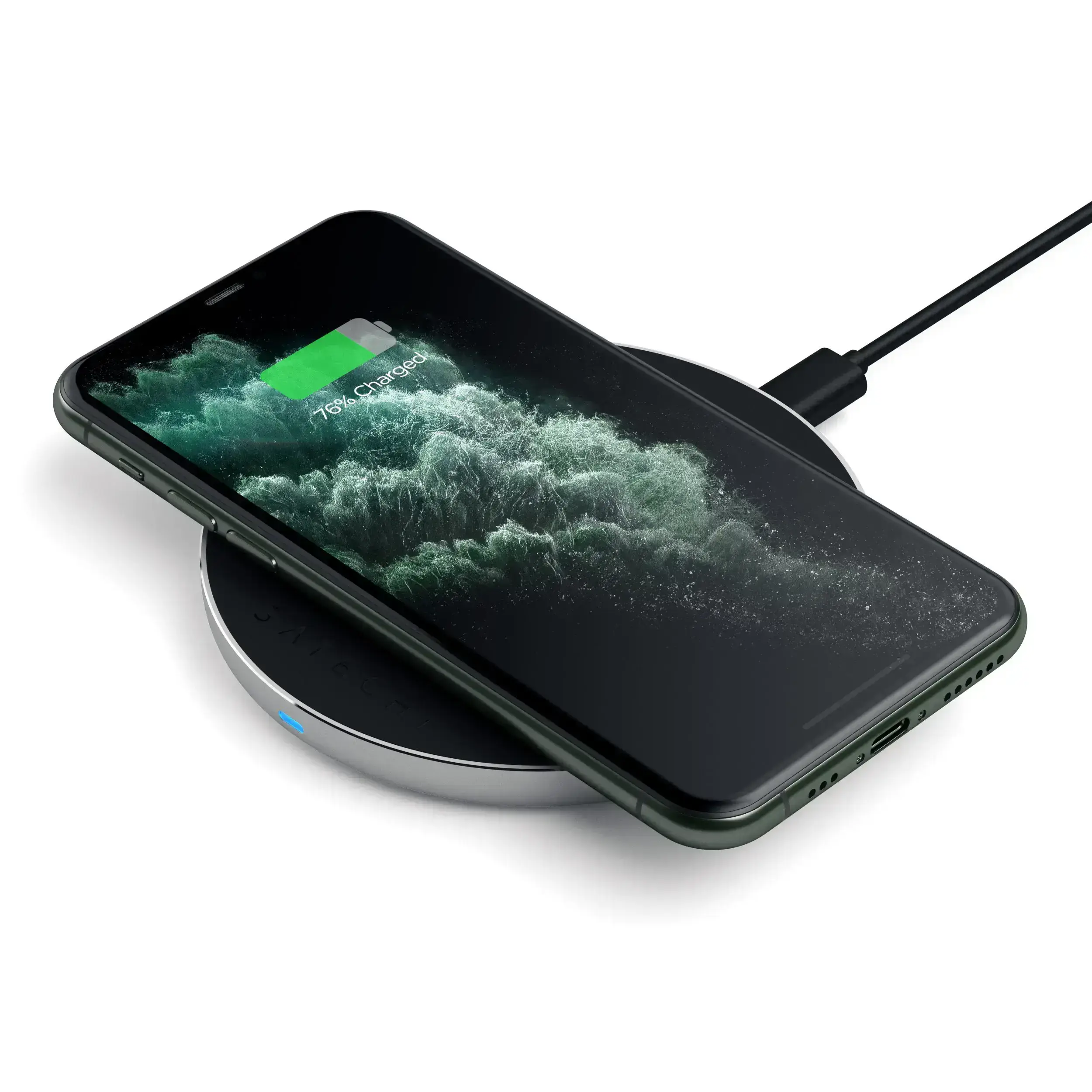 Беспроводное зарядное устройство Satechi Aluminum Fast Wireless Charger V2 Silver (ST-IWCBS)