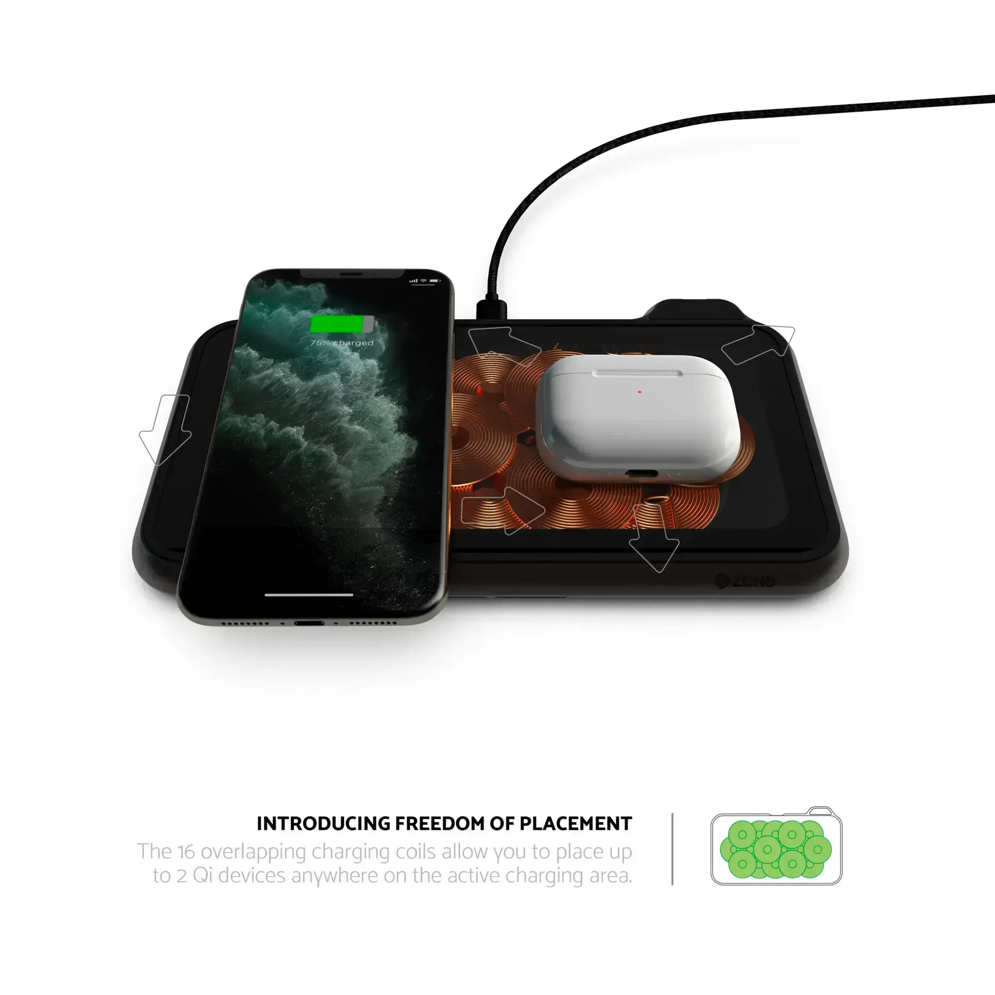 Зарядное устройство Zens Liberty Glass Wireless Charger Black (ZEDC09G/00)