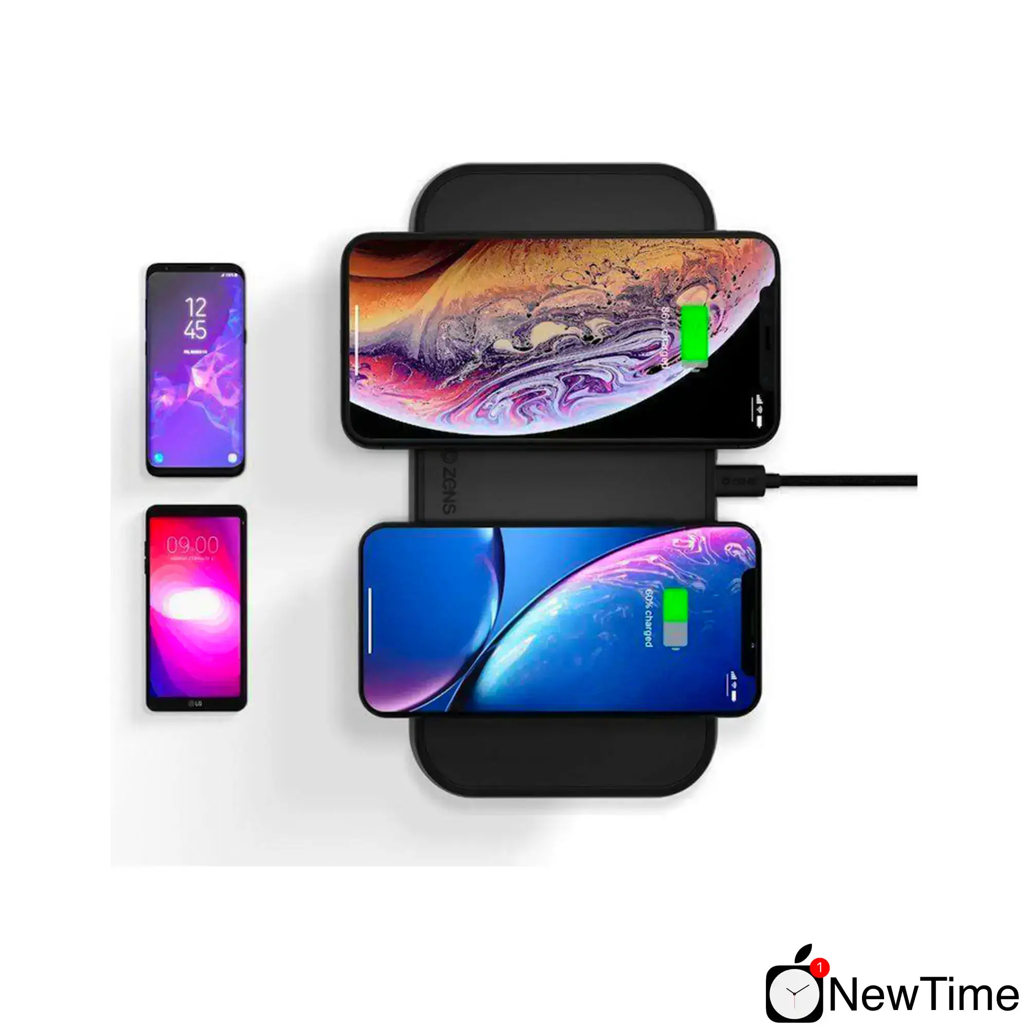 Беспроводное зарядное устройство Zens Dual Aluminium Wireless Charger 10W Black (ZEDC04B/00)
