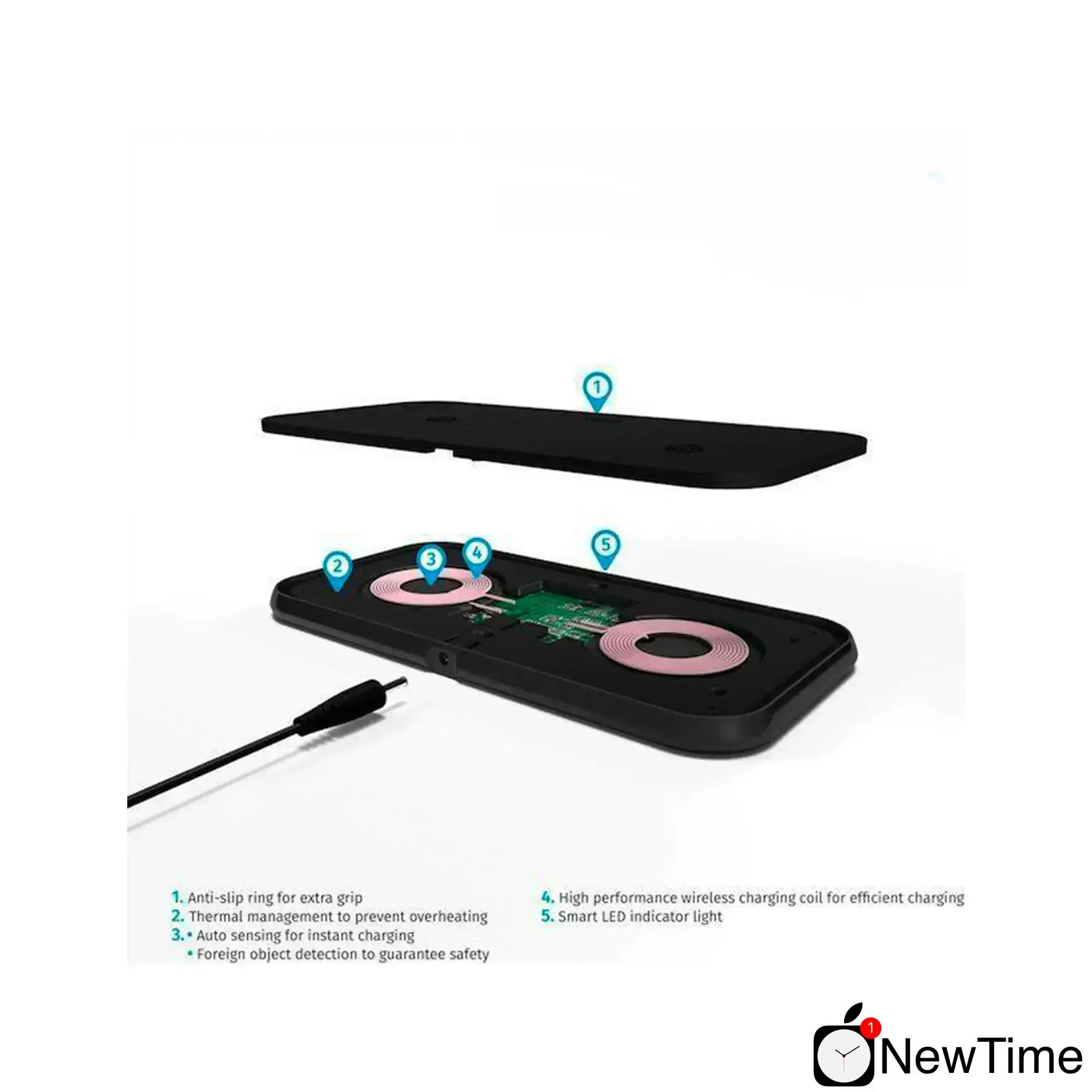 Беспроводное зарядное устройство Zens Dual Aluminium Wireless Charger 10W Black (ZEDC04B/00)