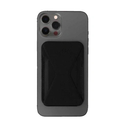Кожаный чехол-бумажник с подставкой MOFT Snap-On MagSafe Black для iPhone 13 | 12 (MS007M-1-BK) - Black