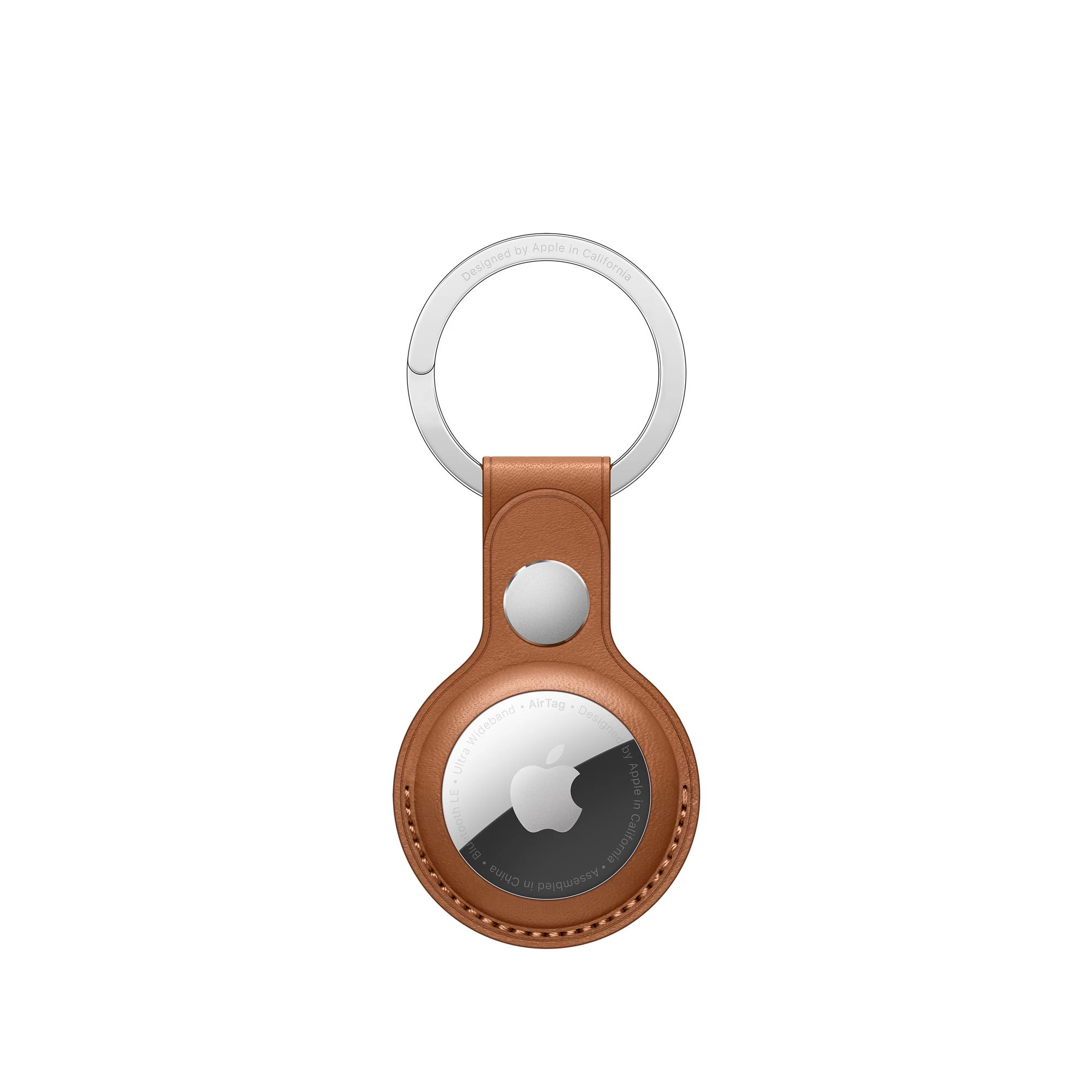 Apple AirTag Leather Key Ring Saddle Brown Lux Copy (MX4M2)