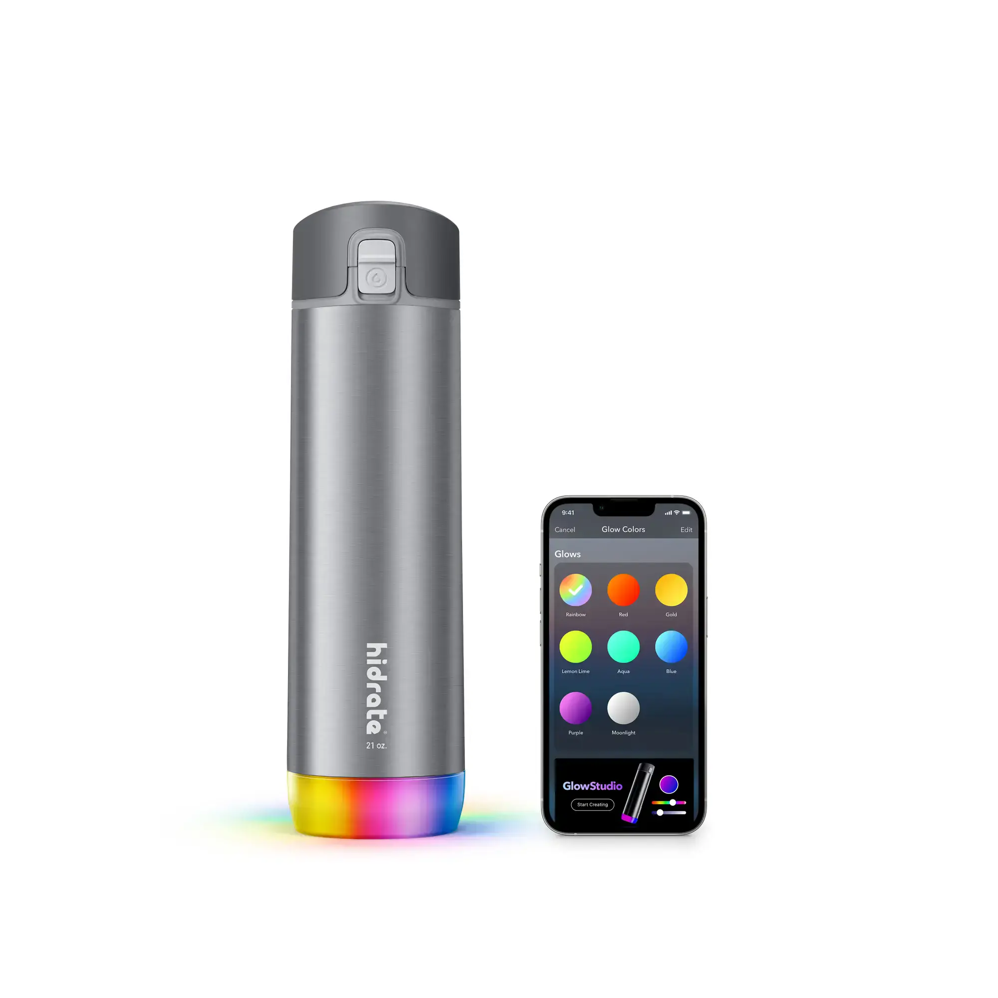 Умная бутылка для воды HidrateSpark PRO STEEL 21 oz/621 ml - Silver (HI-009-001)