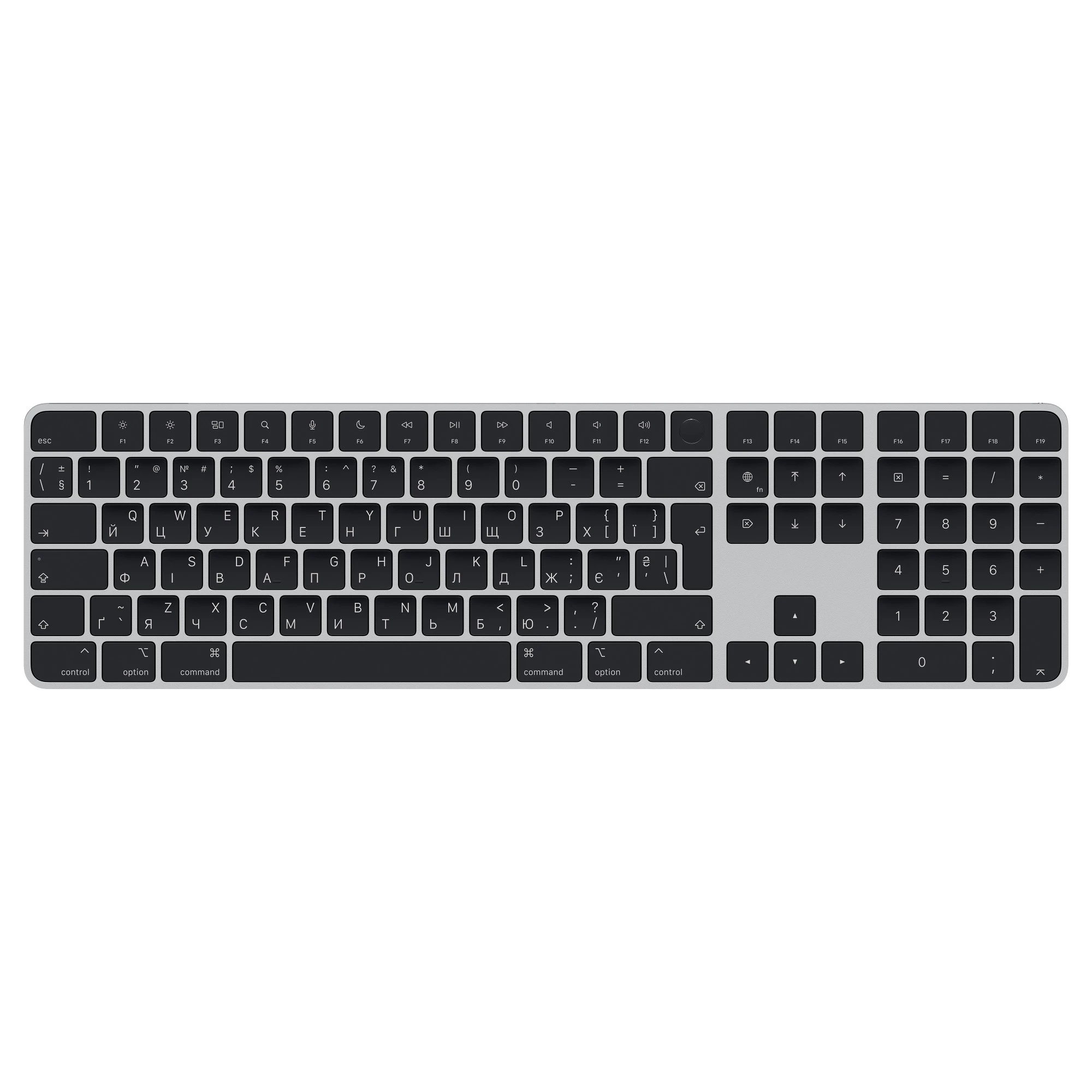 Apple Magic Keyboard with Touch ID and Numeric Keypad for Mac models with Apple silicon - Ukrainian - Black Keys (MMMR3UA/A) | українська розкладка