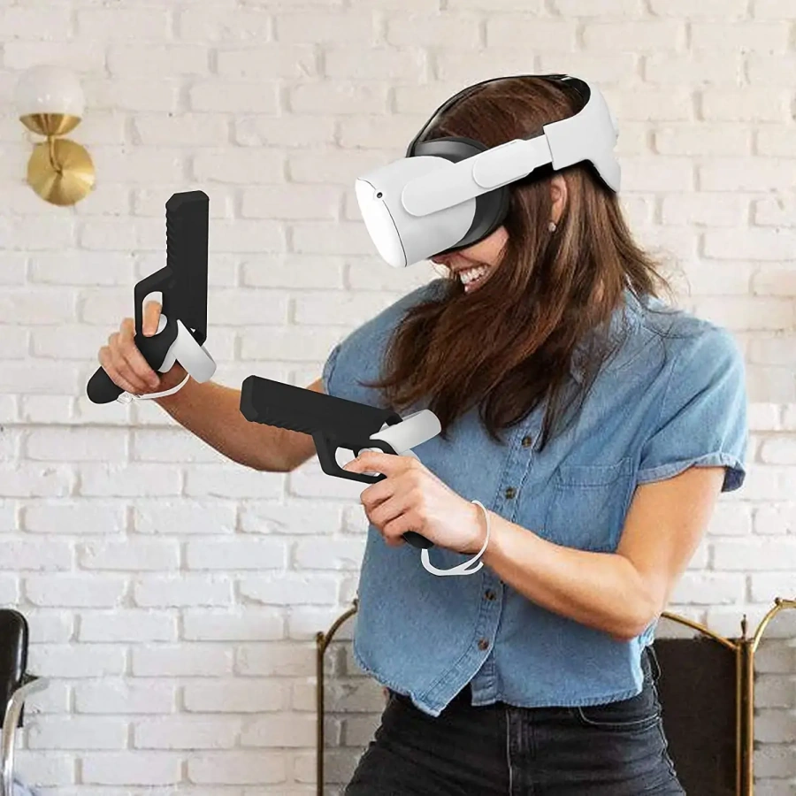 Игровой пистолет Eyglo VR для ручек сенсорного контроллера Oculus Quest 2 - Black
