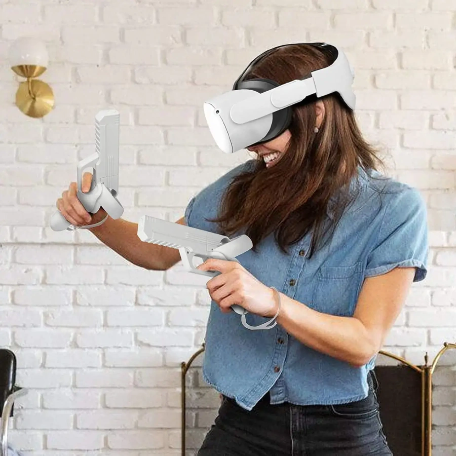 Игровой пистолет Eyglo VR для ручек сенсорного контроллера Oculus Quest 2 - White