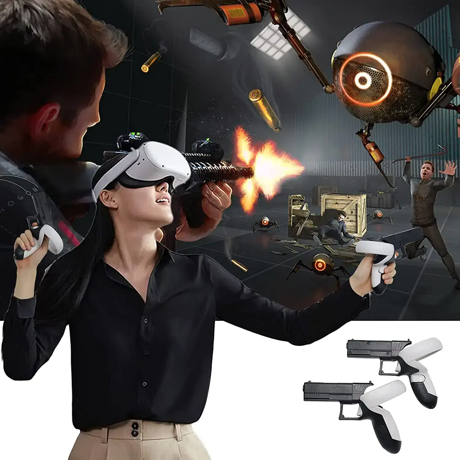 Ігровий пістолет NexiGo VR для ручок сенсорного контролера Oculus Quest 2 - Black