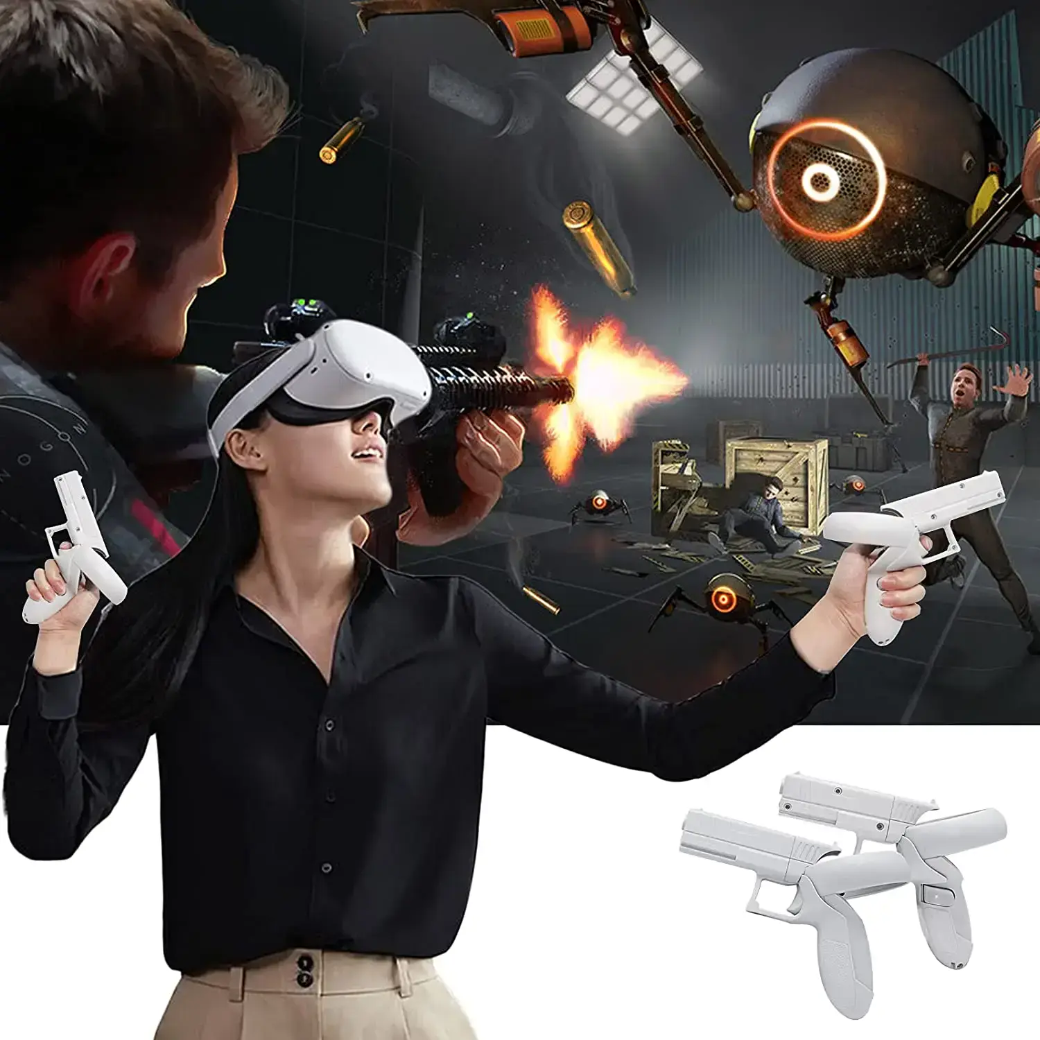 Ігровий пістолет NexiGo VR для ручок сенсорного контролера Oculus Quest 2 - White