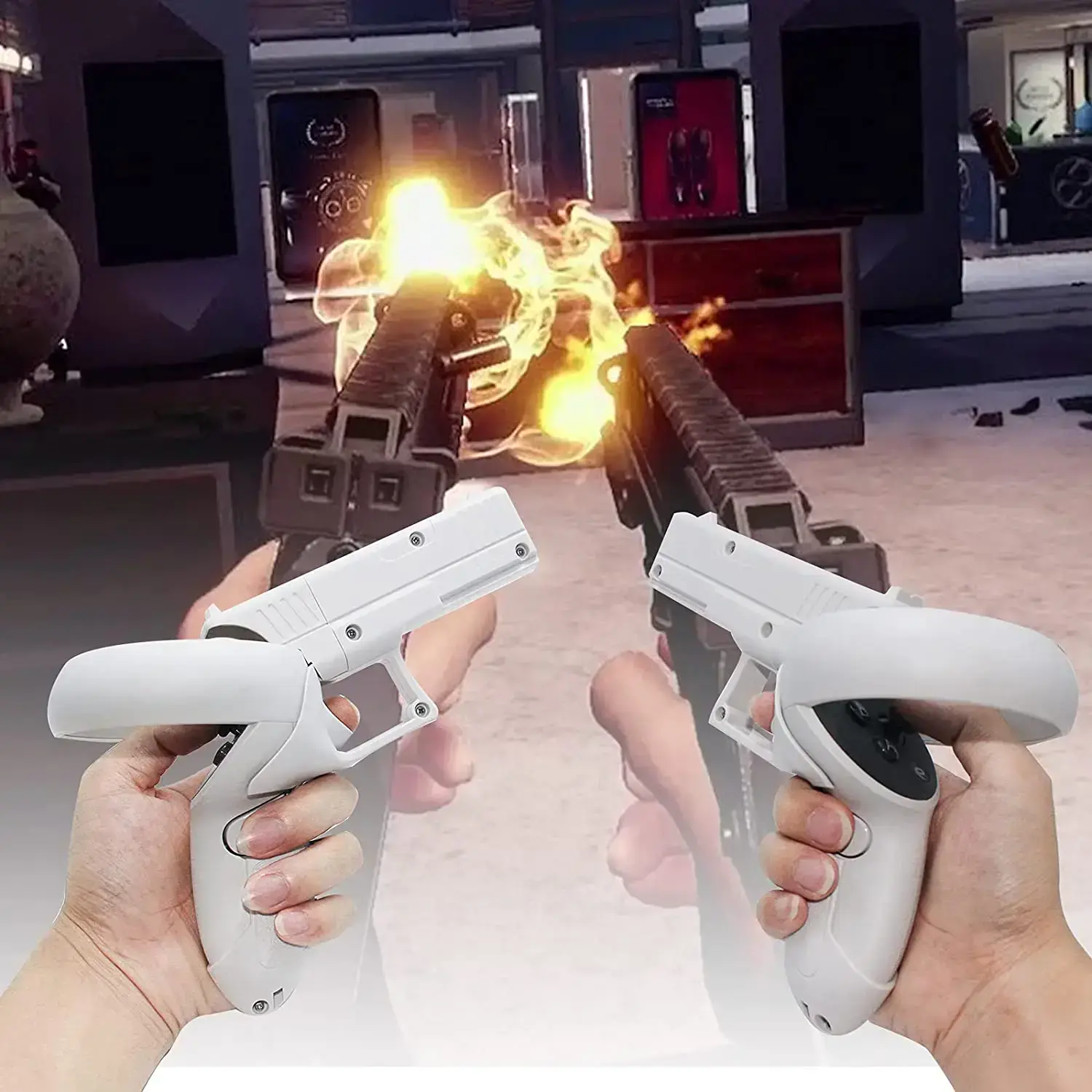 Ігровий пістолет NexiGo VR для ручок сенсорного контролера Oculus Quest 2 - White