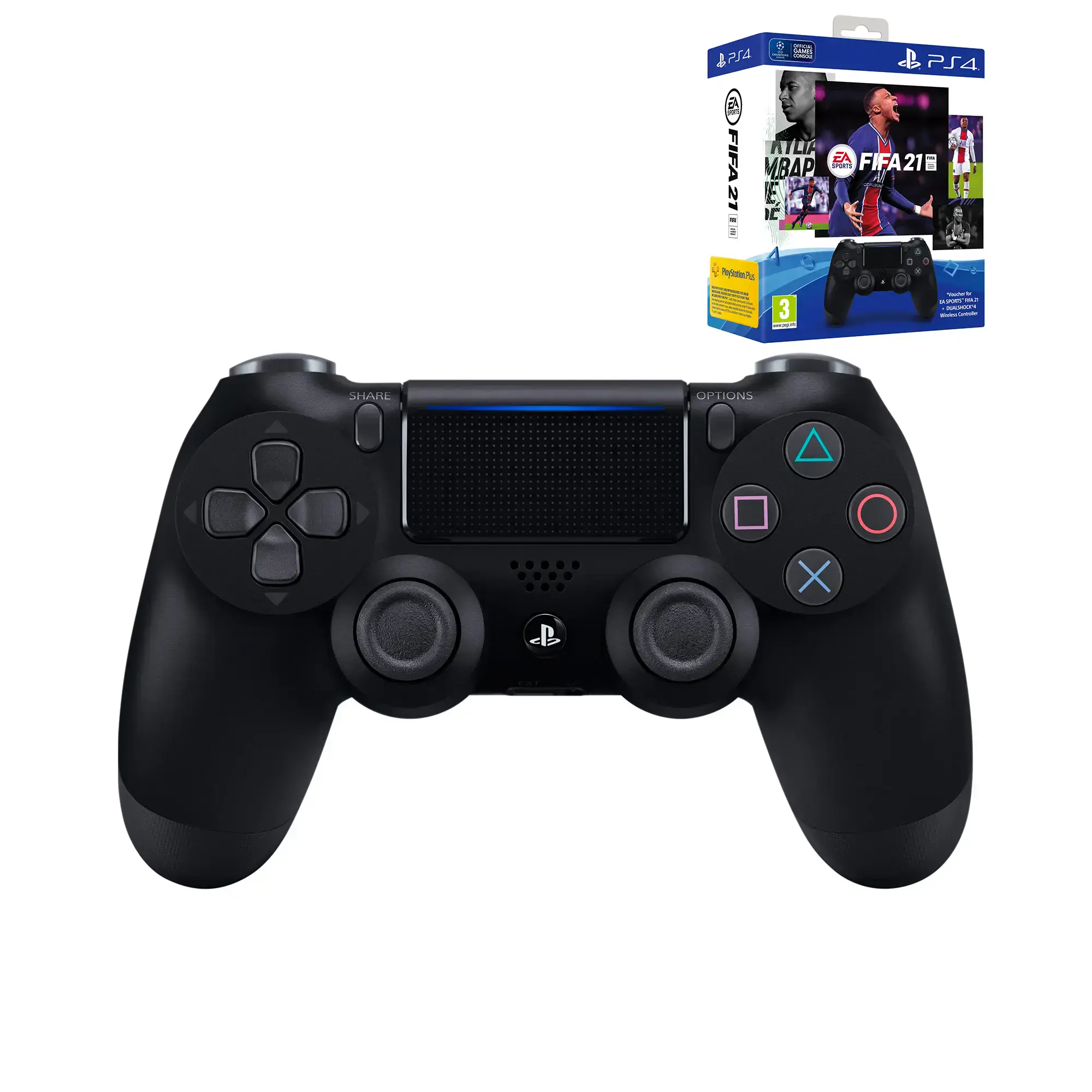 Беспроводной геймпад Sony DualShock 4 V2 Jet Black + FIFA 21 (9835325)