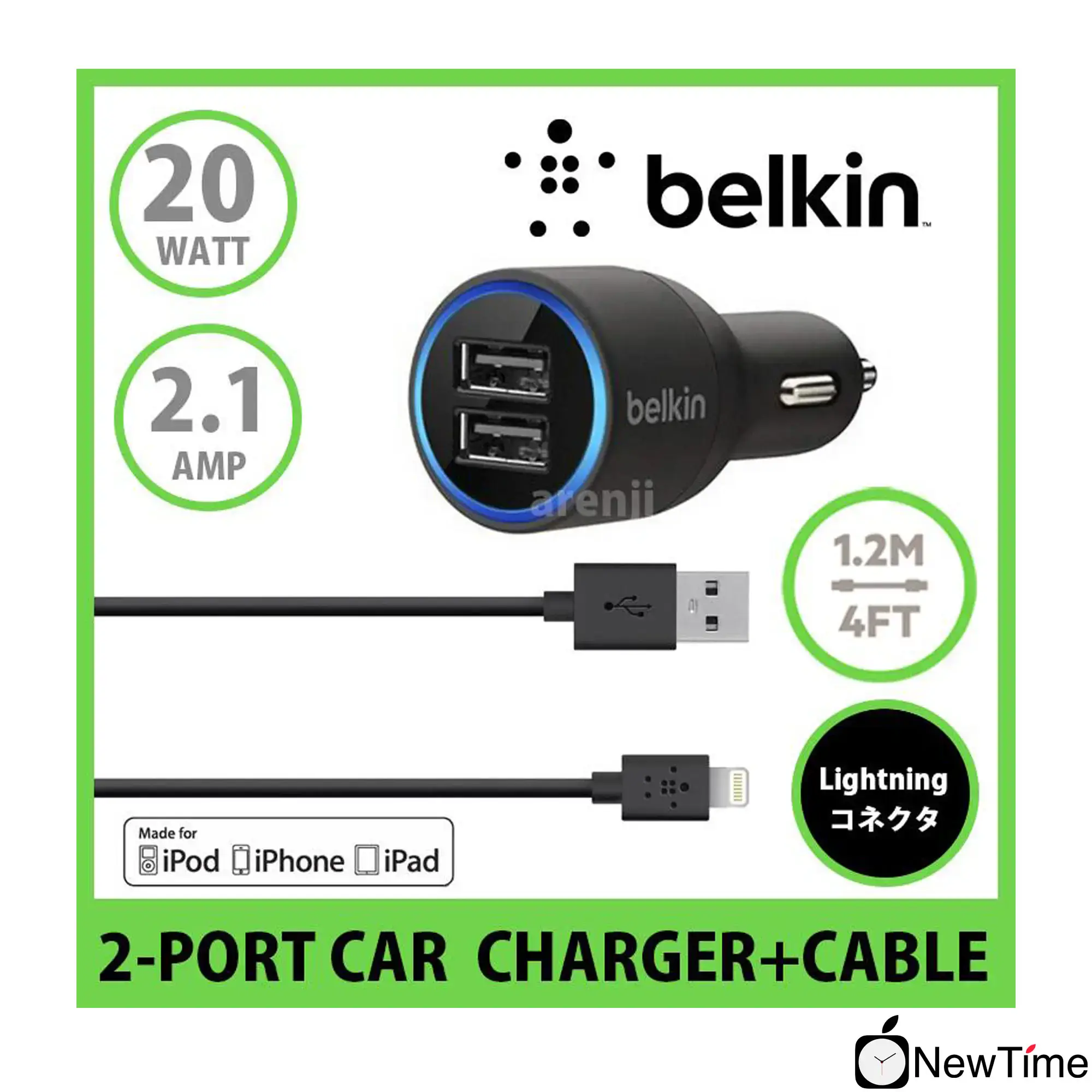 Атомобільний зарядний пристрій Kanex GoPower 4-port Shareable Car Charger (K161-1150-BK6F)