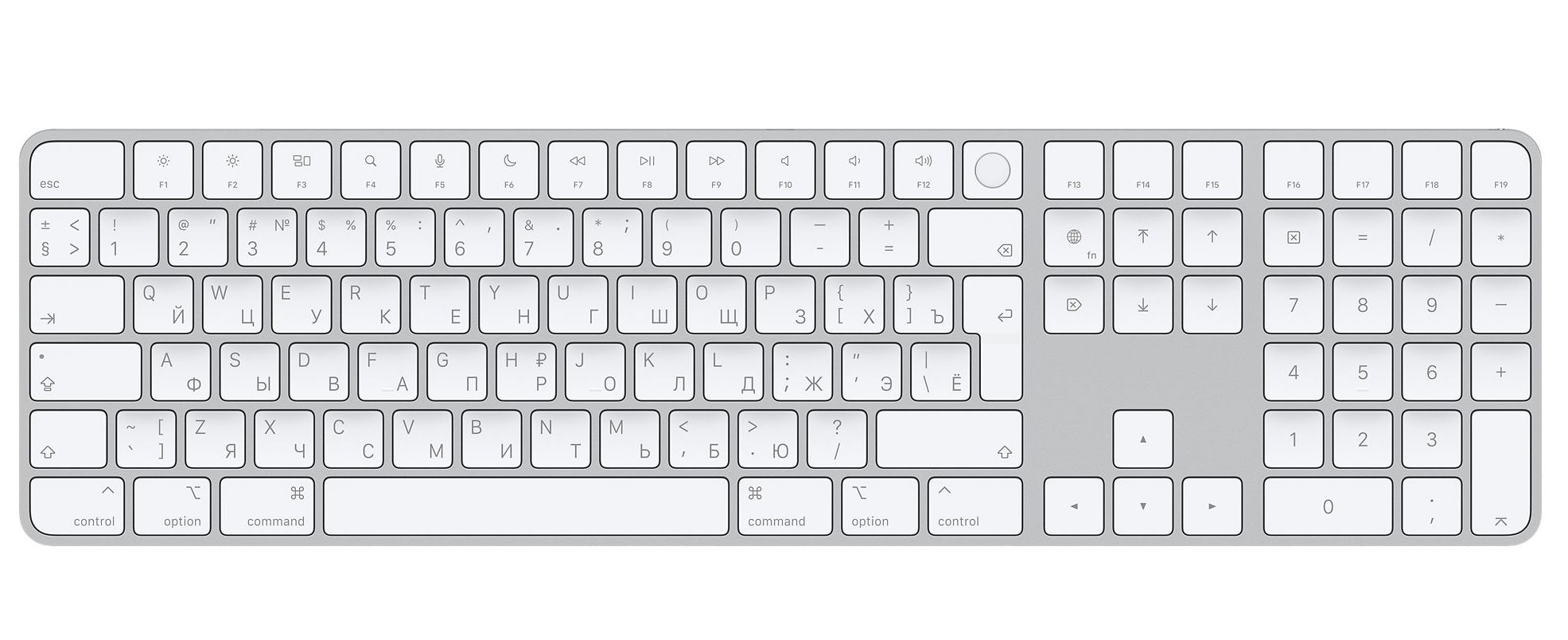 Apple Magic Keyboard with Touch ID and Numeric Keypad for Mac models with Apple silicon - White Keys (MK2C3RS/A) | російська розкладка