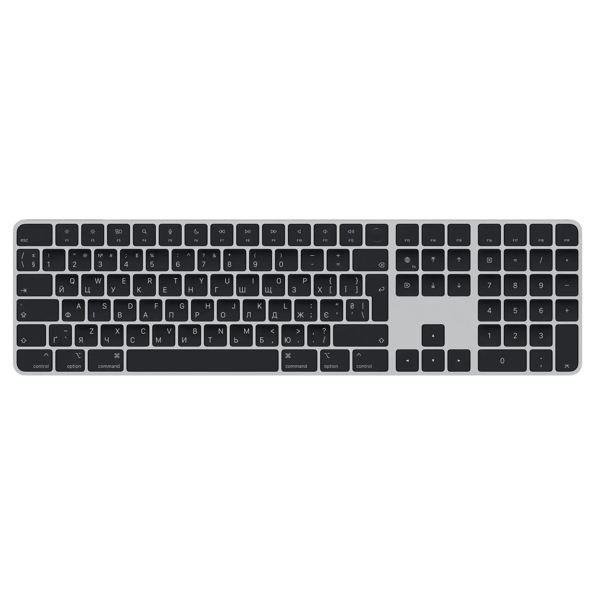 Клавіатура Apple Magic Keyboard with Touch ID and Numeric Keypad for Mac models with Apple silicon [Lightning] - Ukrainian - Black Keys (MMMR3UA/A)