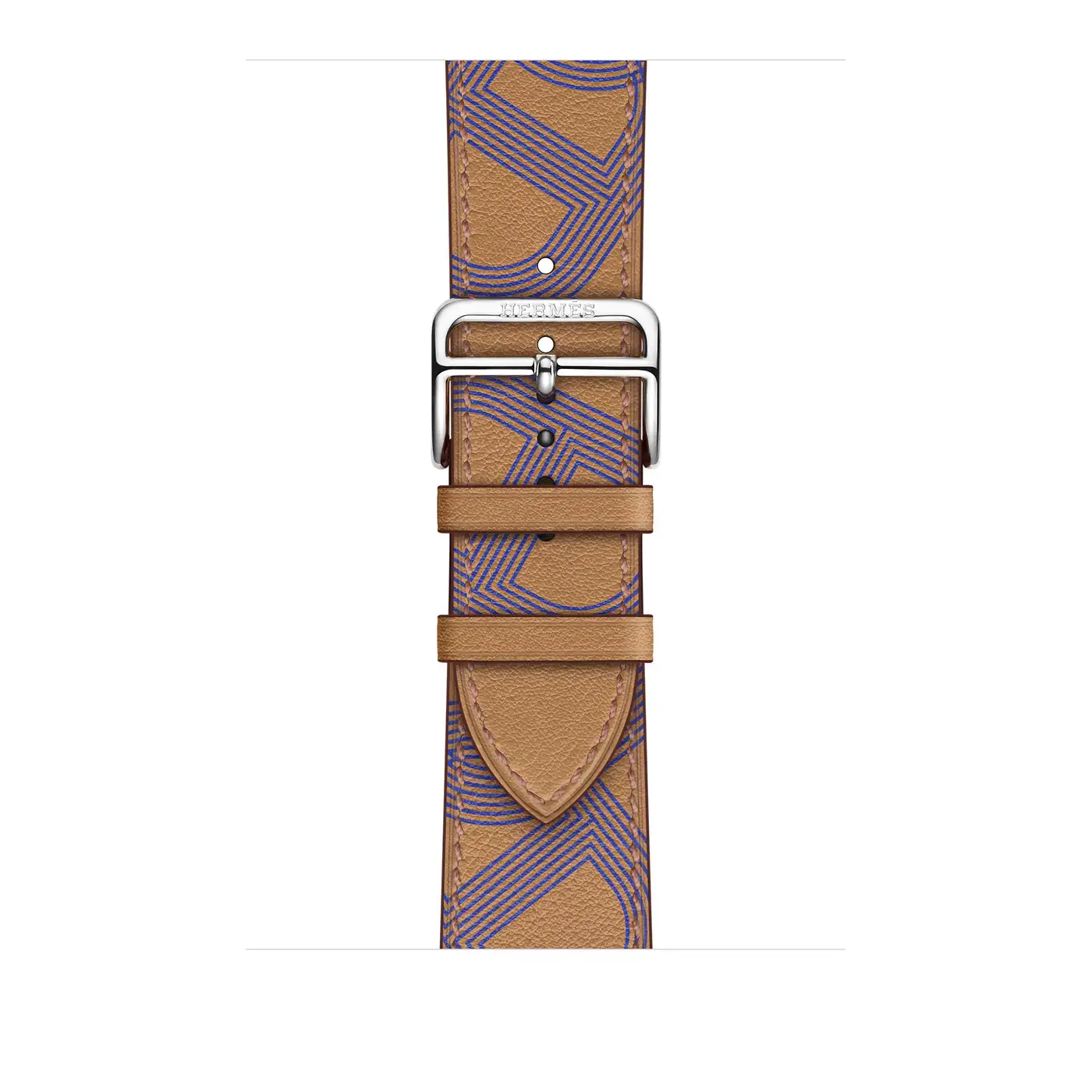 Apple Watch Hermès Series 7 GPS + Cellular 41mm Silver Stainless Steel Case (MKLK3) with Biscuit/Bleu Électrique Swift Leather (MKFT3)
