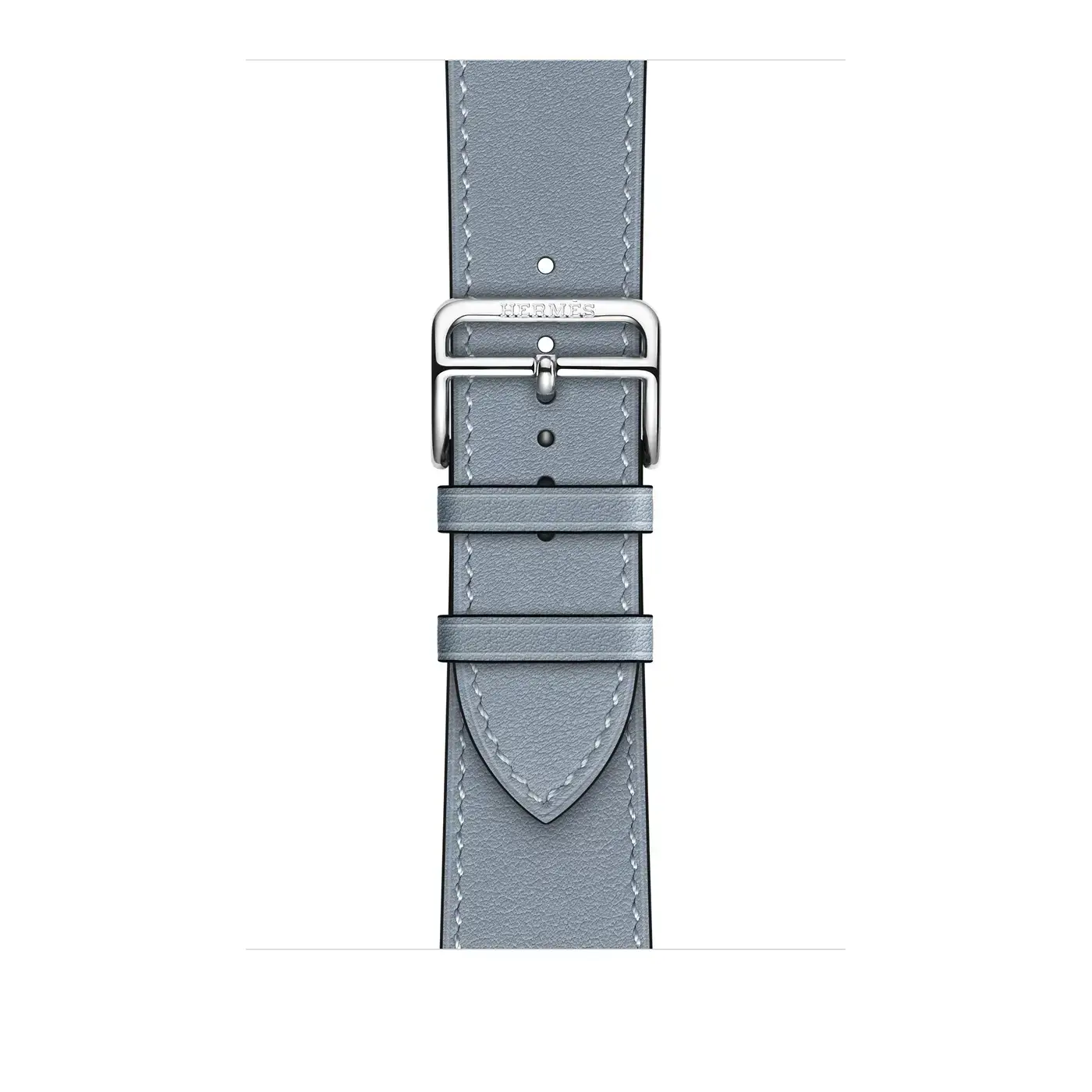 Apple Watch Hermès Series 7 GPS + Cellular 41mm Silver Stainless Steel Case (MKLK3) with Bleu Lin Swift Leather Single Tour (MKFP3)