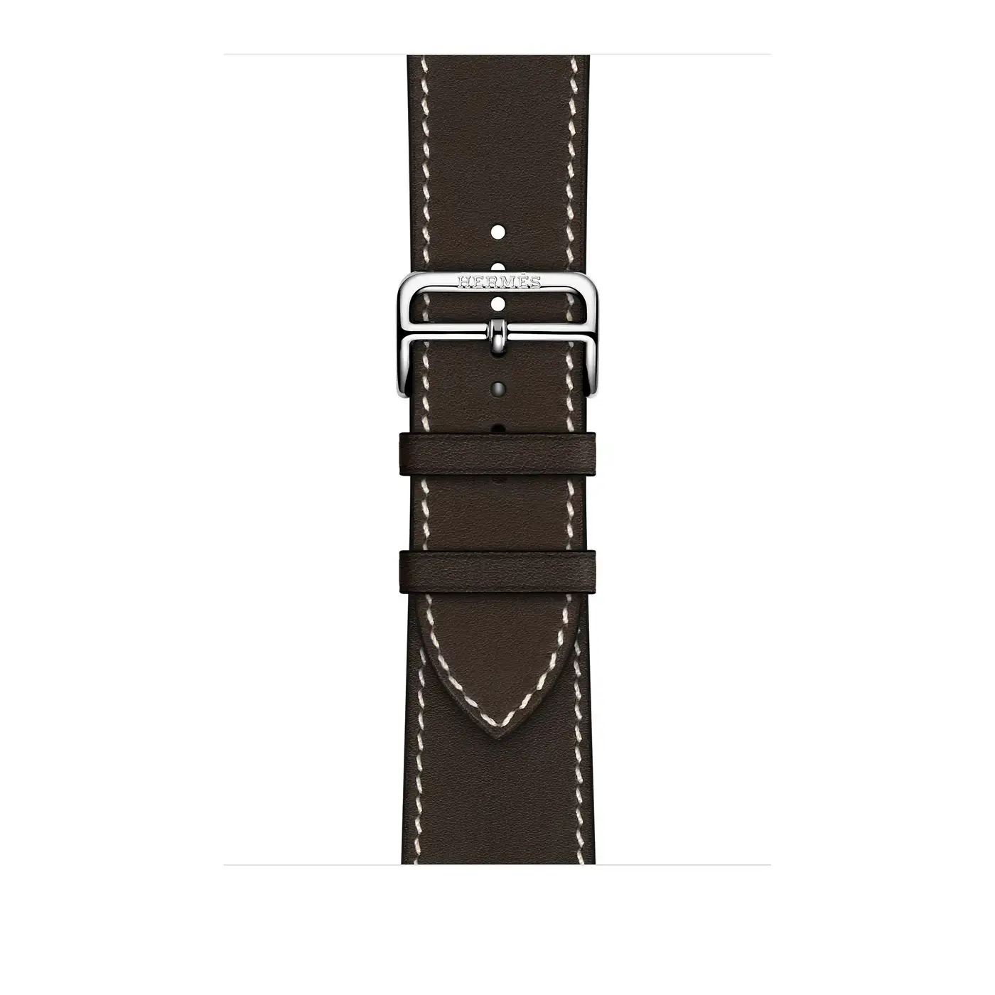 Apple Watch Hermès Series 7 GPS + Cellular 45mm Silver Stainless Steel Case (MKMG3) with Ebene Barenia Leather Single Tour Deployment Buckle (MTQG2)
