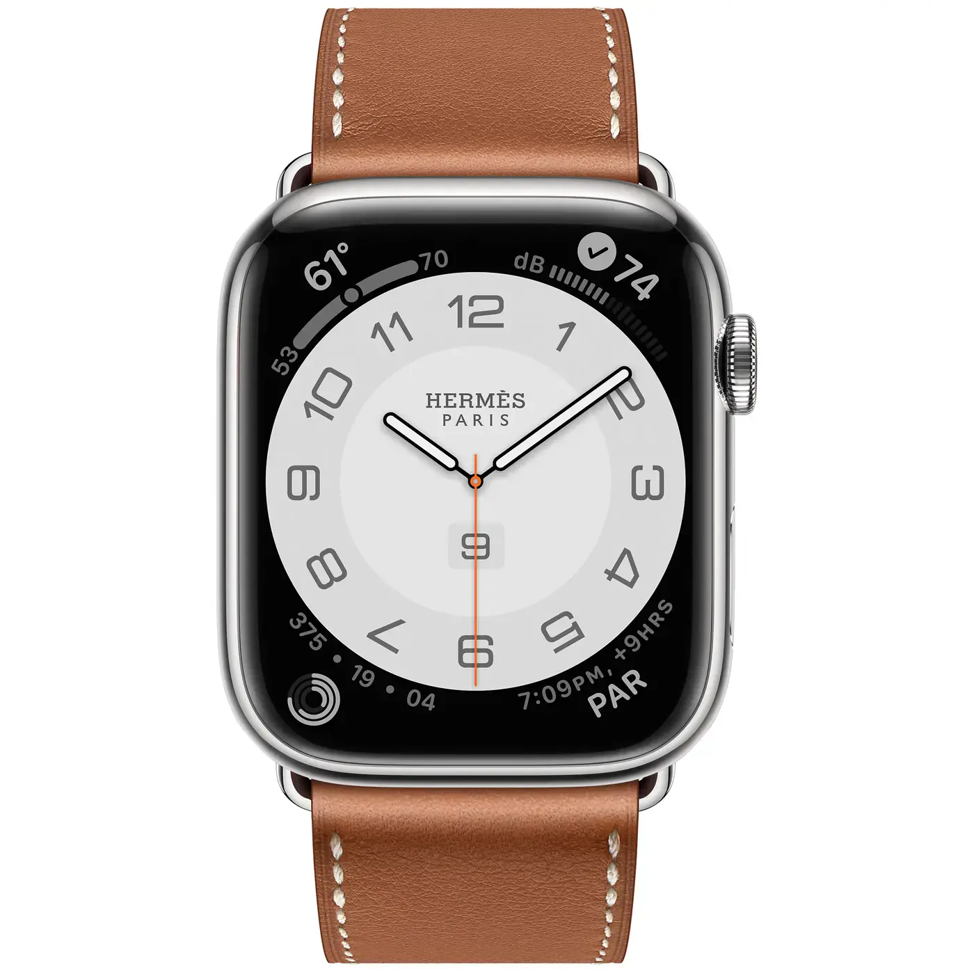 Apple Watch Hermès Series 7 GPS + Cellular 41mm Silver Stainless Steel Case with Gold Single Tour (MKHN3)