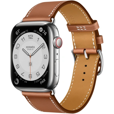 Apple Watch Hermès Series 7 GPS + Cellular 41mm Silver Stainless Steel Case with Gold Single Tour (MKHN3)