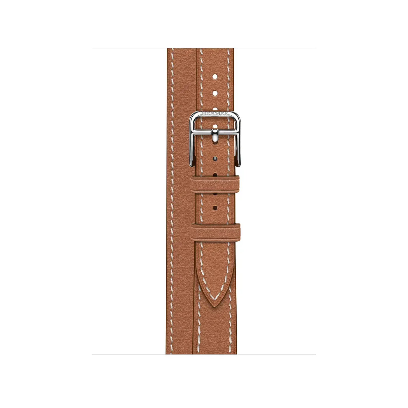 Apple Watch Hermès Series 7 GPS + Cellular 41mm Silver Stainless Steel Case (MKLK3) with Gold Swift Leather Attelage Double Tour (MKG13)