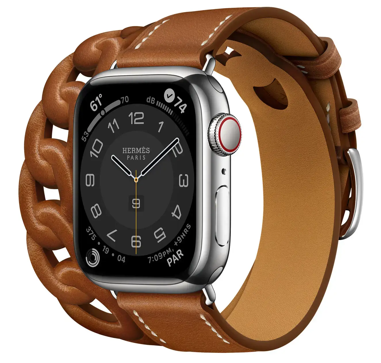 Apple Watch Hermès Series 7 GPS + Cellular 41 Silver Stainless Steel Case (MKLK3) with Gourmette Double Tour (MKFV3)