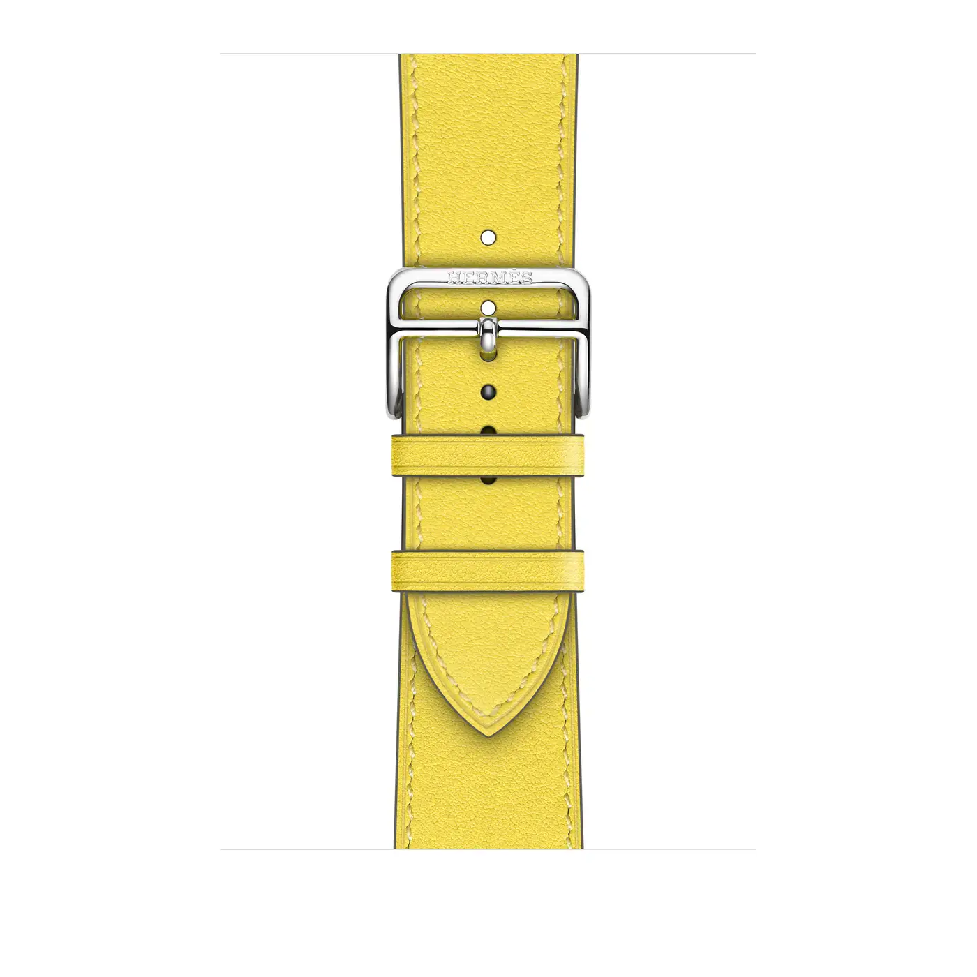 Apple Watch Hermès Series 7 GPS + Cellular 41mm Silver Stainless Steel Case (MKLK3) with Lime Swift Leather Single Tour (MKFQ3)