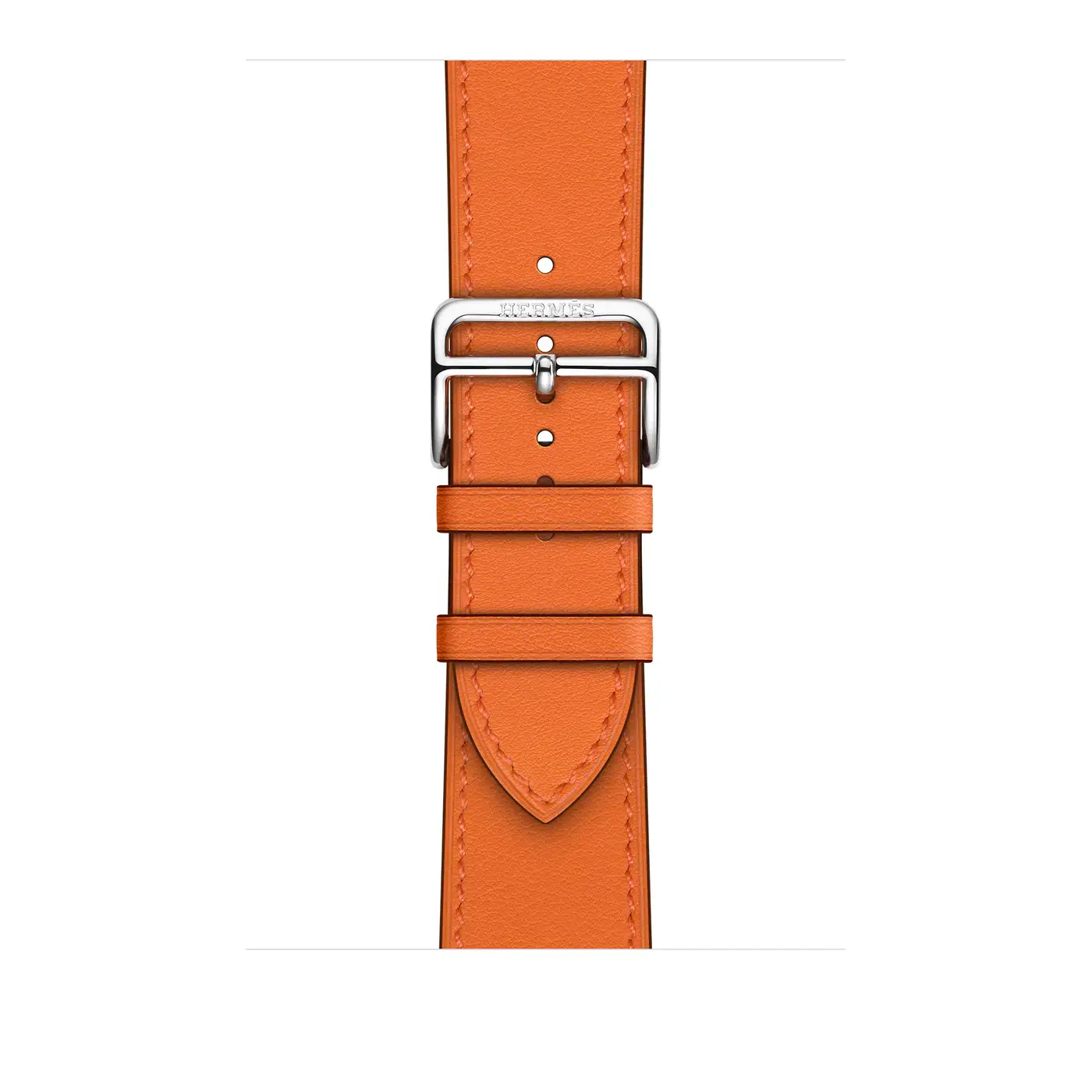 Apple Watch Hermès Series 7 GPS + Cellular 41mm Silver Stainless Steel Case (MKLK3) with Orange Swift Leather Single Tour (MXTM2)