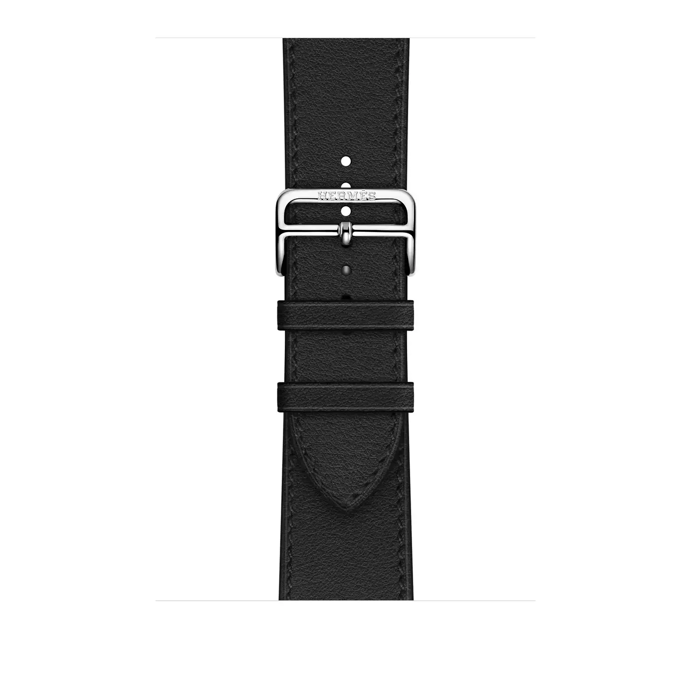 Apple Watch Hermès Series 7 GPS + Cellular 45mm Space Black Stainless Steel Case (MKMH3) with Noir Swift Leather Single Tour Deployment Buckle (MHLU3)