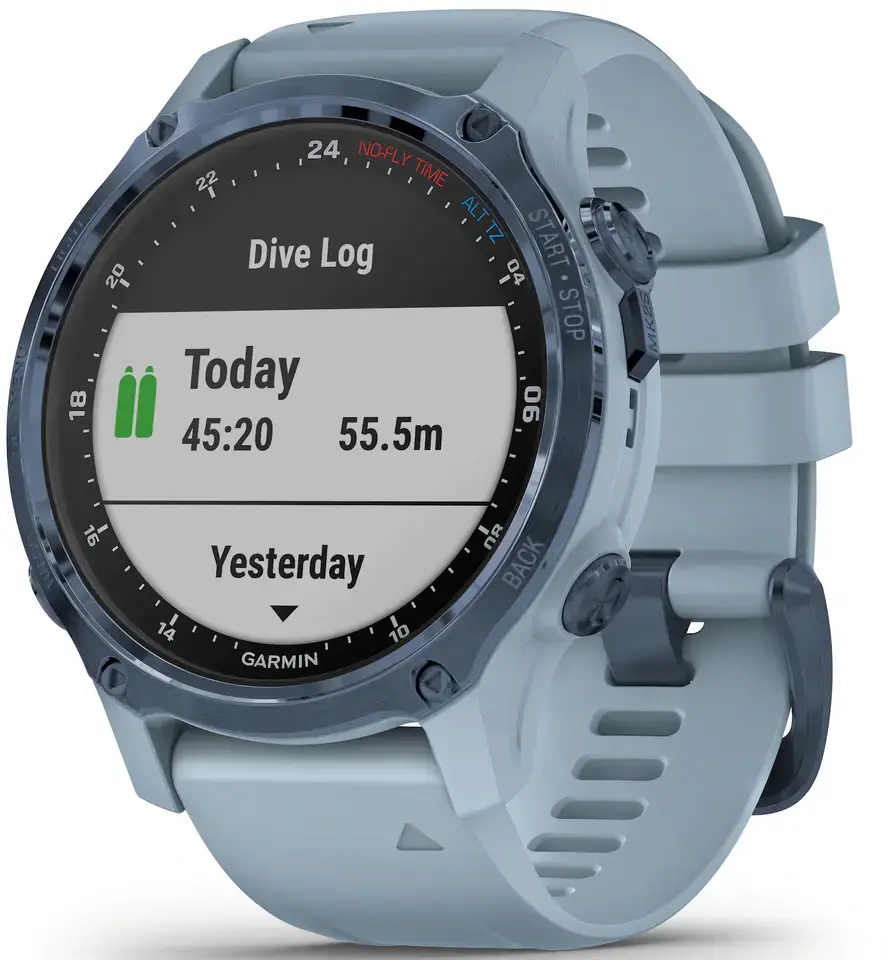 Смарт-часы Garmin Descent Mk2S Mineral Blue with Sea Foam Silicone Band (010-02403-07)