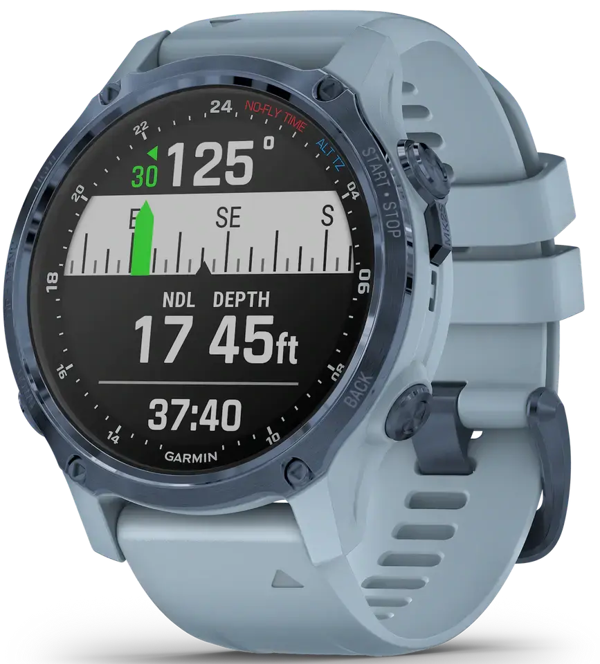 Смарт-часы Garmin Descent Mk2S Mineral Blue with Sea Foam Silicone Band (010-02403-07)