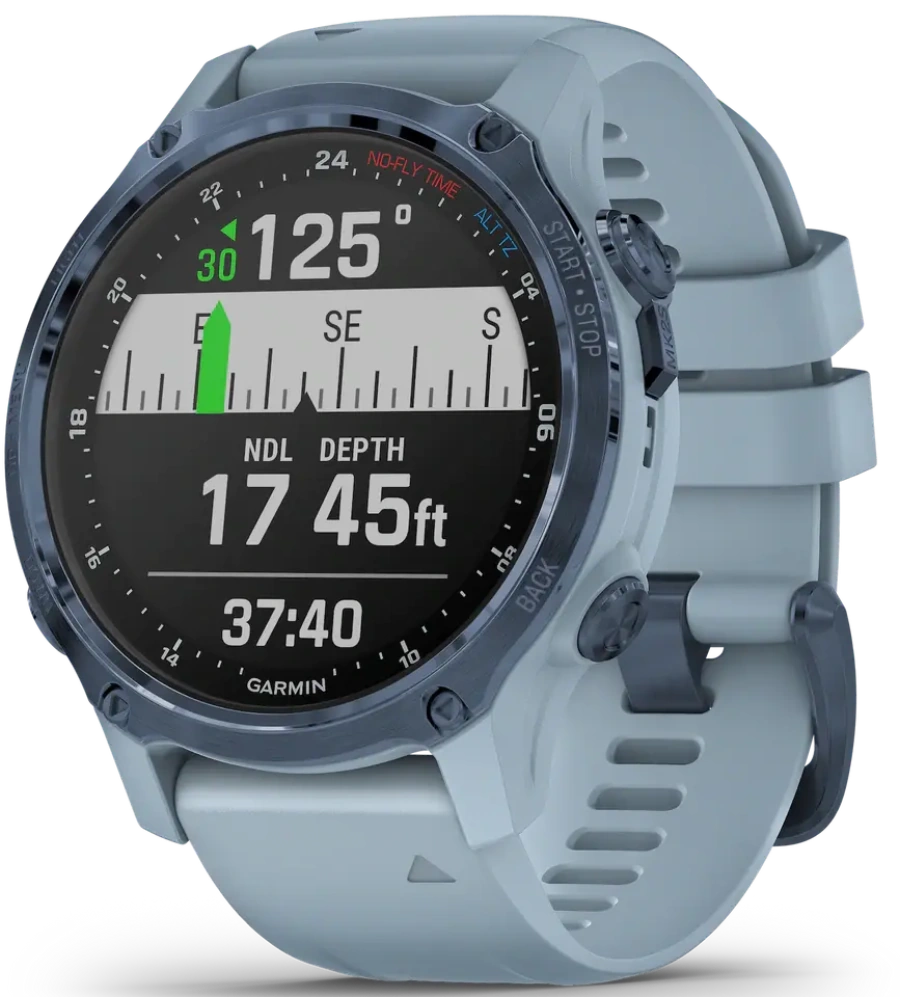 Смарт-годинник Garmin Descent Mk2S Mineral Blue with Sea Foam Silicone Band (010-02403-07)