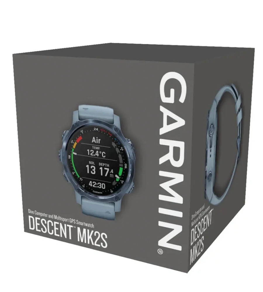 Смарт-годинник Garmin Descent Mk2S Mineral Blue with Sea Foam Silicone Band (010-02403-07)