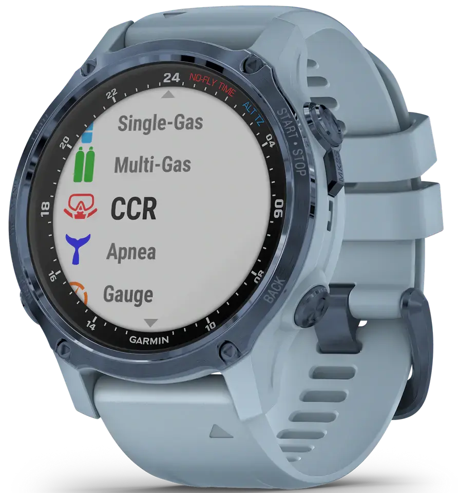 Смарт-часы Garmin Descent Mk2S Mineral Blue with Sea Foam Silicone Band (010-02403-07)