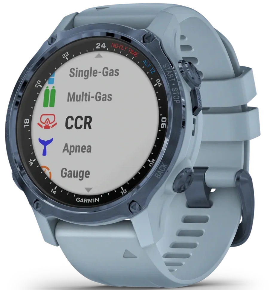Смарт-годинник Garmin Descent Mk2S Mineral Blue with Sea Foam Silicone Band (010-02403-07)