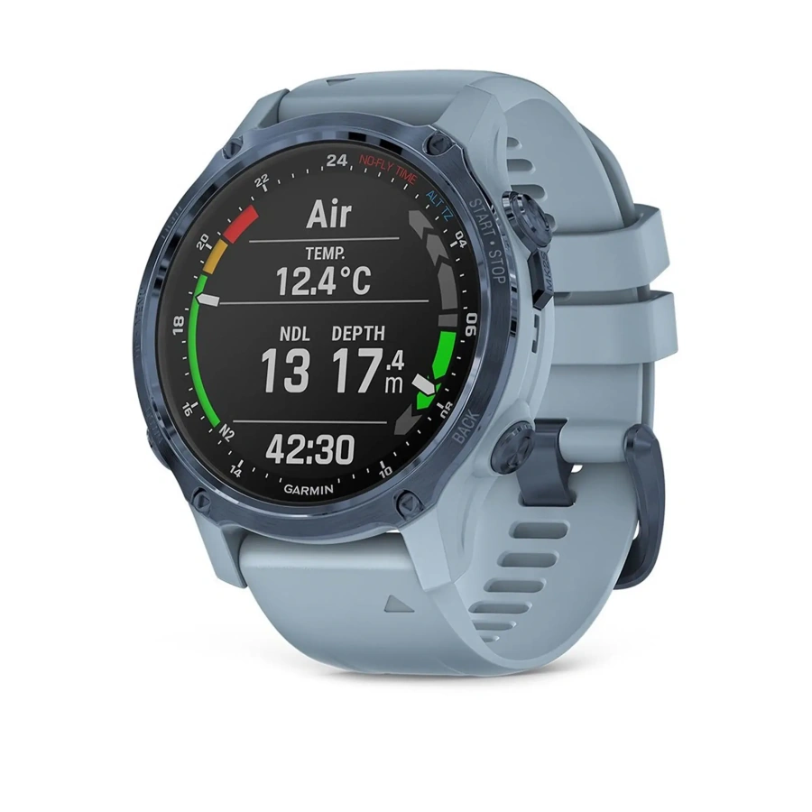 Смарт-годинник Garmin Descent Mk2S Mineral Blue with Sea Foam Silicone Band (010-02403-07)