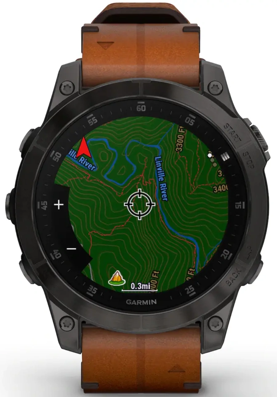 Смарт-годинник Garmin Epix (Gen 2) Sapphire - B. Titanium w. Chestnut L. Band (010-02582-30)