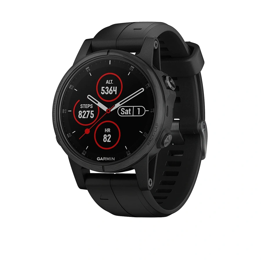 Смарт-годинник Garmin Fenix 5S Plus Sapphire Black with Black Band (010-01987-02)