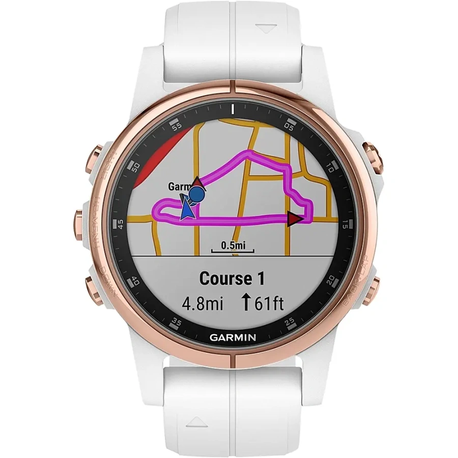 Смарт-годинник Garmin Fenix 5S Plus Sapphire Rose Gold-tone with Carrara White Band (010-01987-06)