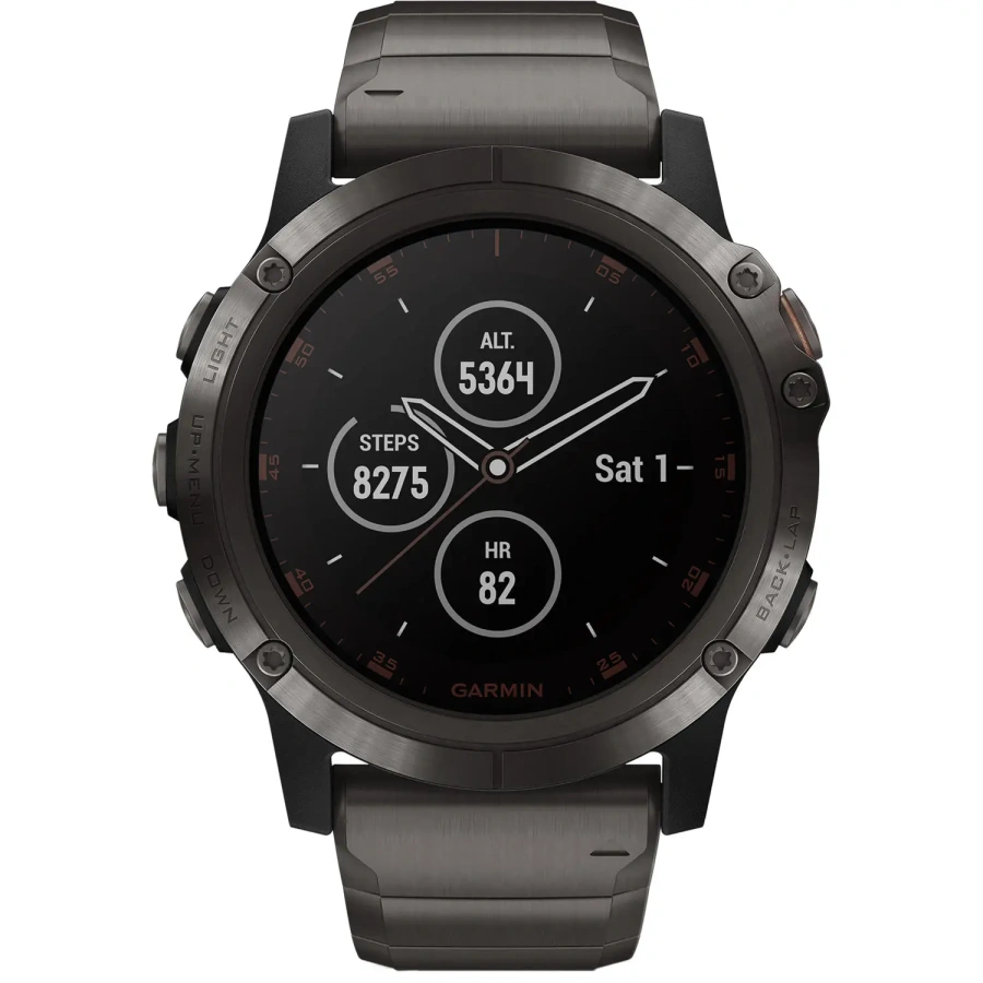 Смарт-годинник Garmin Fenix 5X Plus Sapphire Carbon Gray DLC Titanium with DLC Titanium Band (010-01989-04)