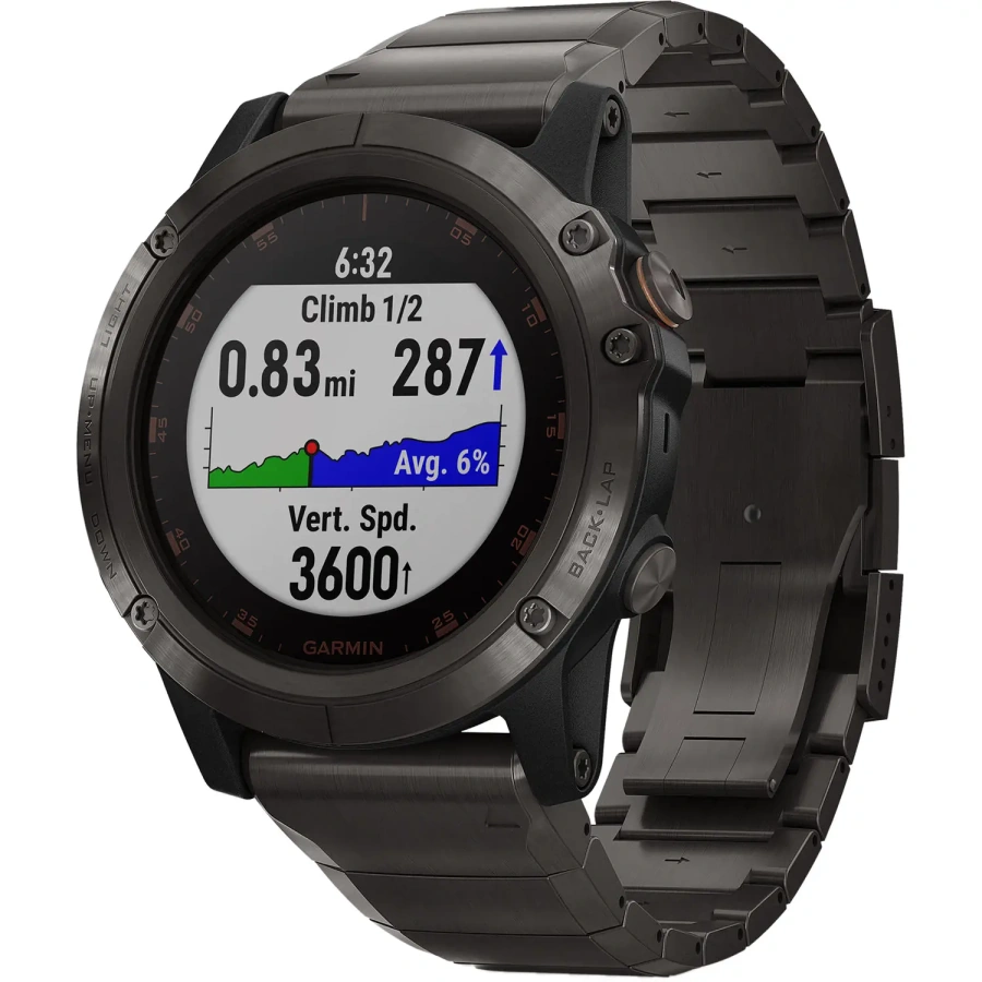 Смарт-годинник Garmin Fenix 5X Plus Sapphire Carbon Gray DLC Titanium with DLC Titanium Band (010-01989-04)
