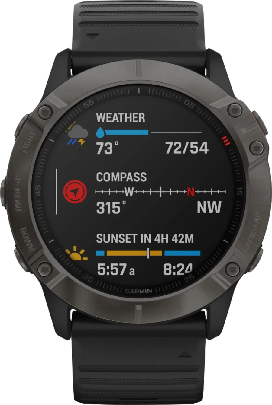 Смарт-годинник Garmin Fenix 6X Pro Sapphire Carbon Grey DLC with Black Band (010-02157-11/10)