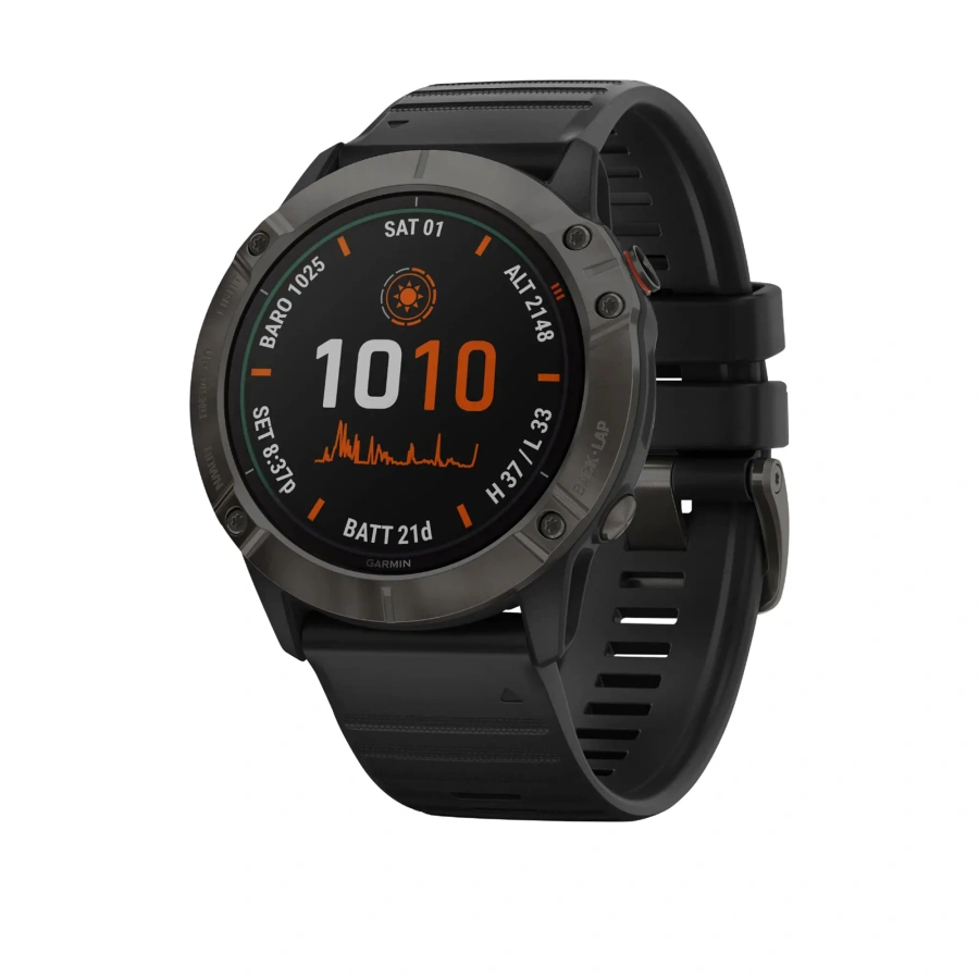 Смарт-годинник Garmin Fenix 6X Pro Solar Titanium Carbon Grey DLC with Black Band (010-02157-21)