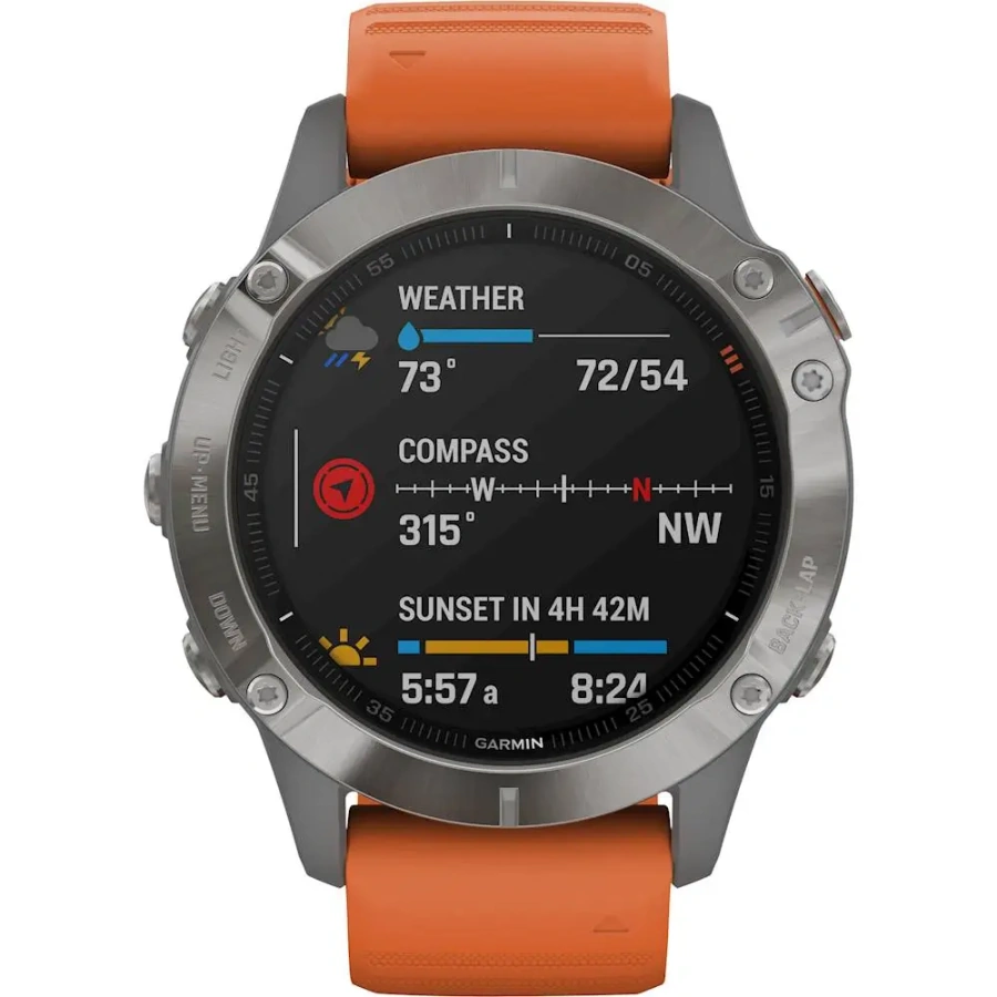 Смарт-годинник Garmin Fenix 6 Pro Sapphire Titanium with Ember Orange Band (010-02158-14)