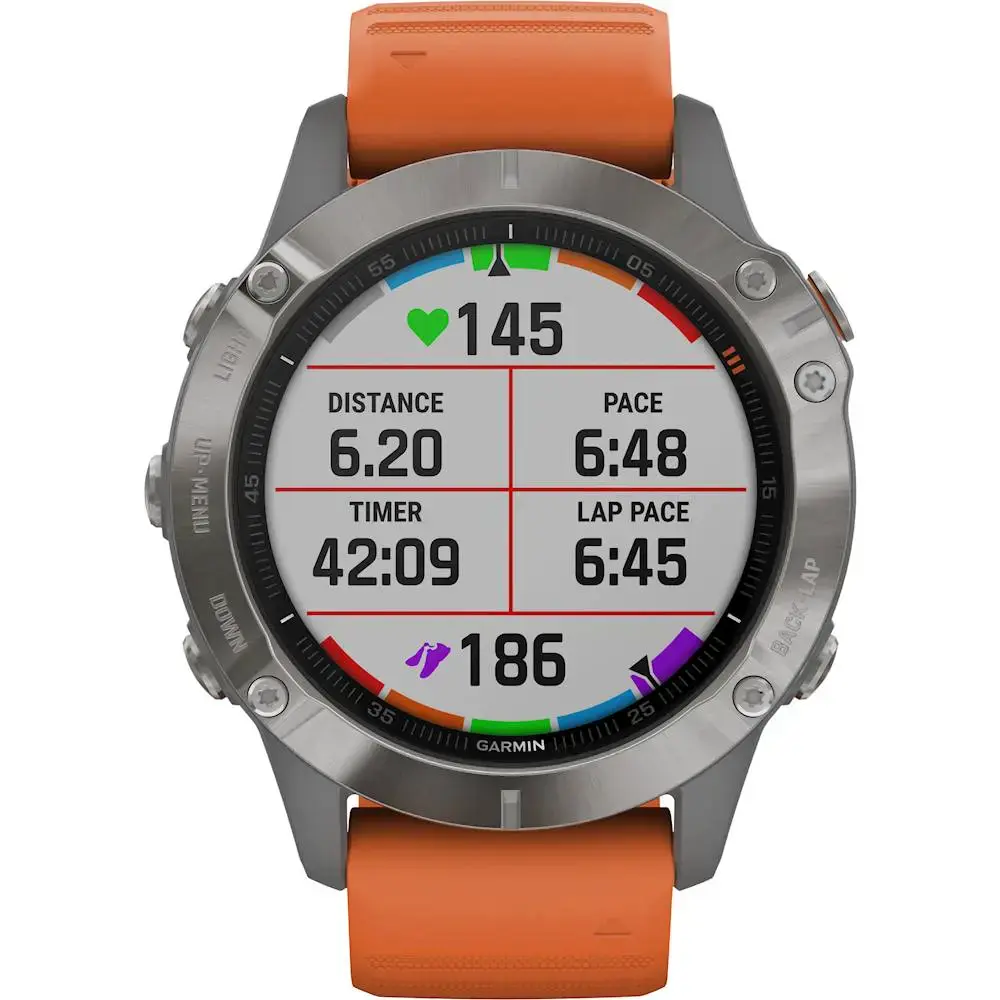 Смарт-годинник Garmin Fenix 6 Pro Sapphire Titanium with Ember Orange Band (010-02158-14)