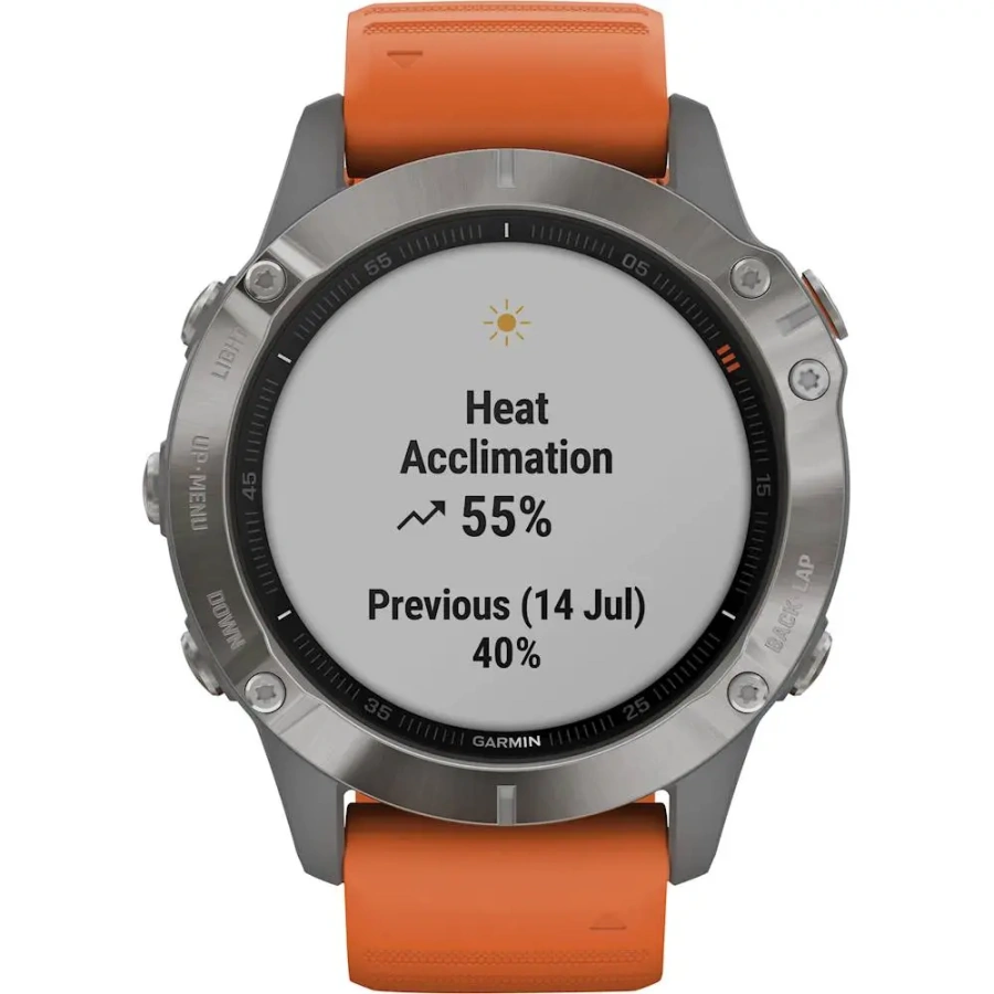 Смарт-годинник Garmin Fenix 6 Pro Sapphire Titanium with Ember Orange Band (010-02158-14)