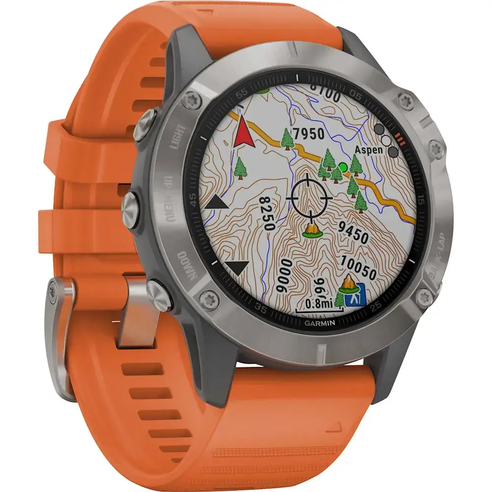 Смарт-годинник Garmin Fenix 6 Pro Sapphire Titanium with Ember Orange Band (010-02158-14)